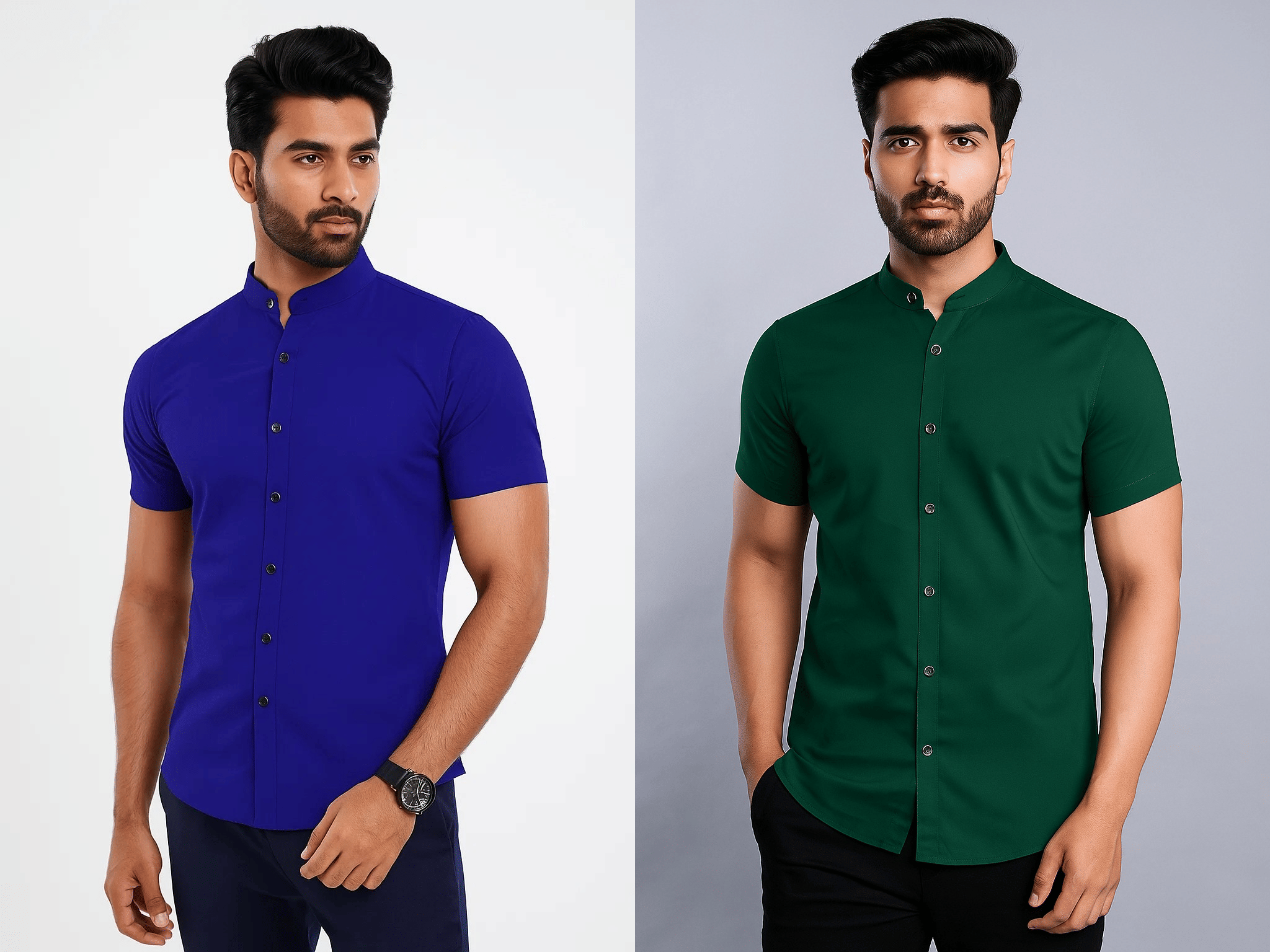     			VIMASUTI Cotton Blend Regular Fit Solids Half Sleeves Men's Casual Shirt - Blue ( Pack of 2 )