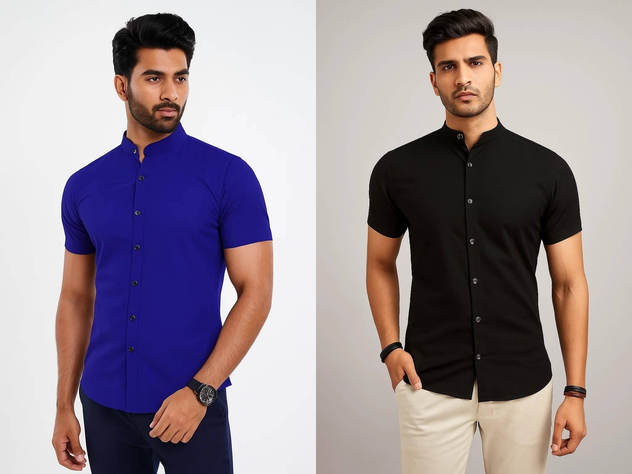 VIMASUTI Cotton Blend Regular Fit Solids Half Sleeves Men's Casual Shirt - Blue ( Pack of 2 ) VIMASUTI Cotton Blend Regular Fit Solids Half Sleeves Men's Casual Shirt - Blue ( Pack of 2 )