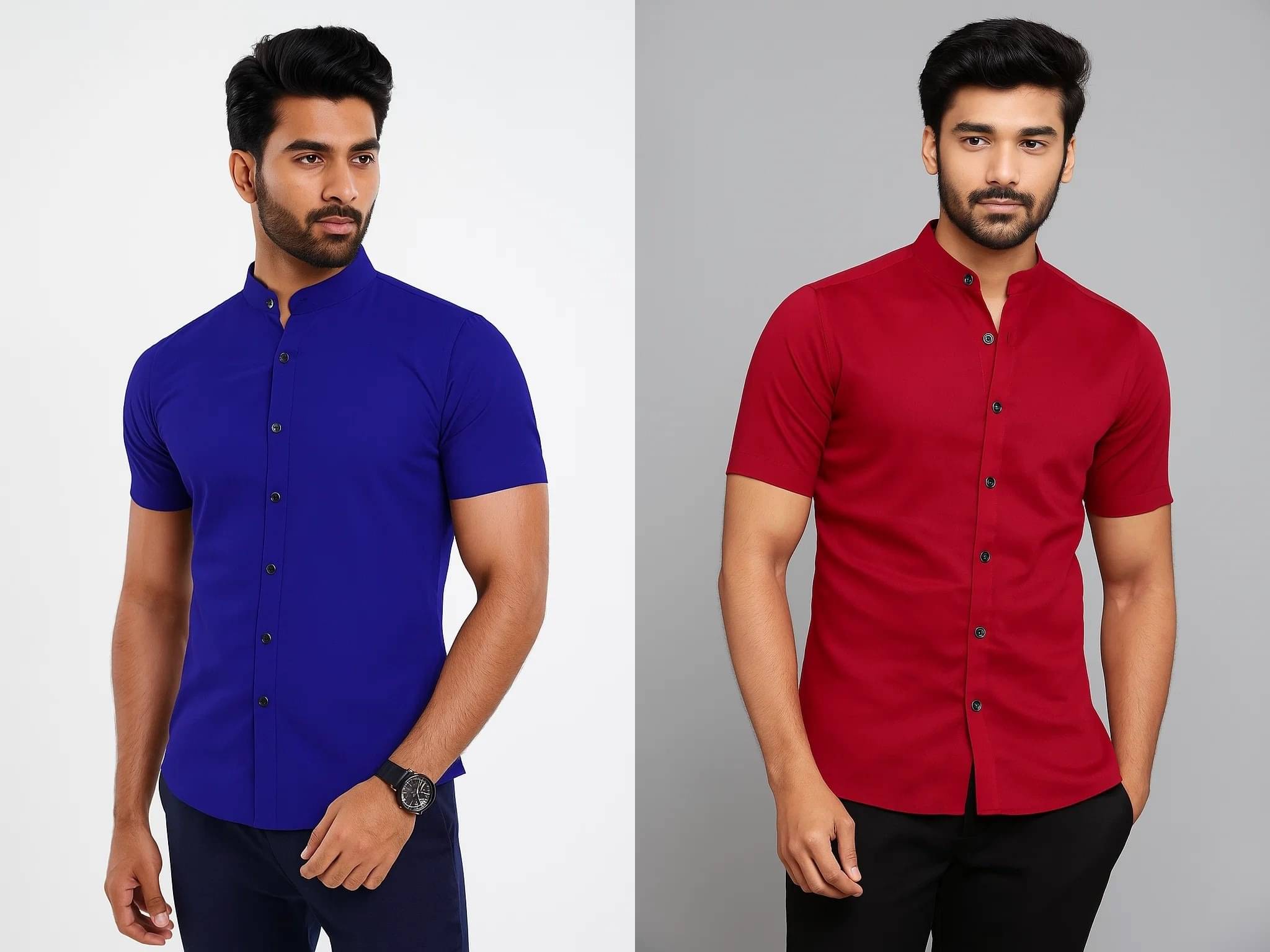     			VIMASUTI Cotton Blend Regular Fit Solids Half Sleeves Men's Casual Shirt - Blue ( Pack of 2 )
