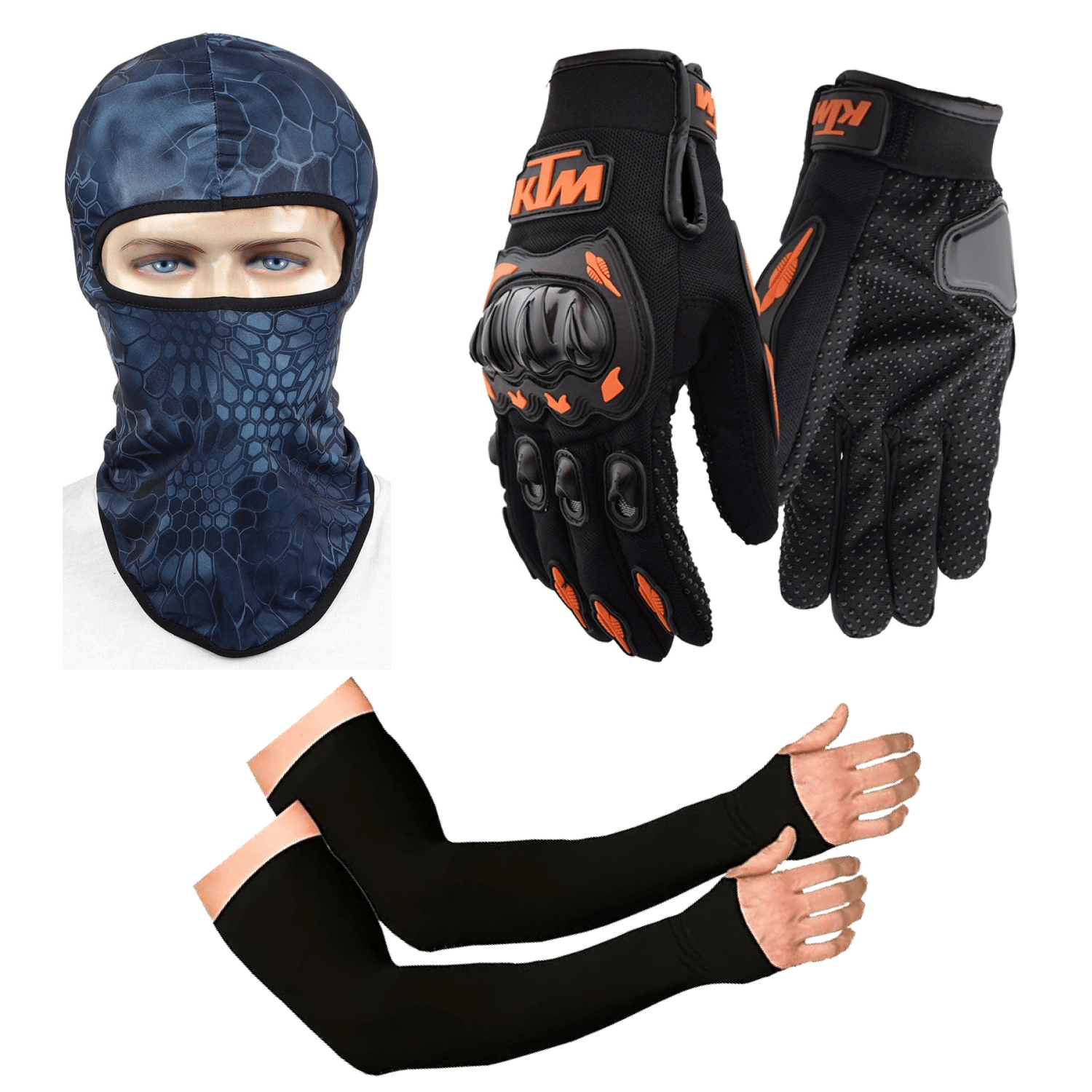 Aksmit Ultimate Outdoor Protection Kit – Face Mask, Full Grip Gloves & UV Arm Sleeves Aksmit Ultimate Outdoor Protection Kit – Face Mask, Full Grip Gloves & UV Arm Sleeves