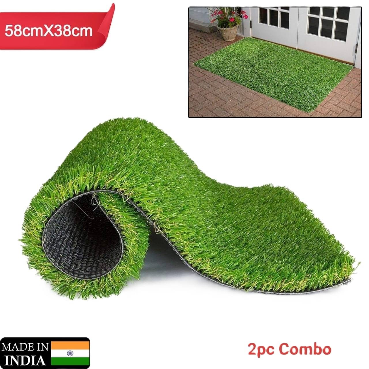     			Butterfly Effect Green Plastic Rectangular Floor Mat ( Pack of 2 )