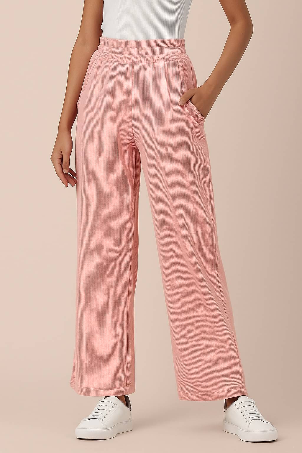     			Camey Women Corduroy Casual Trousers ( Pink )
