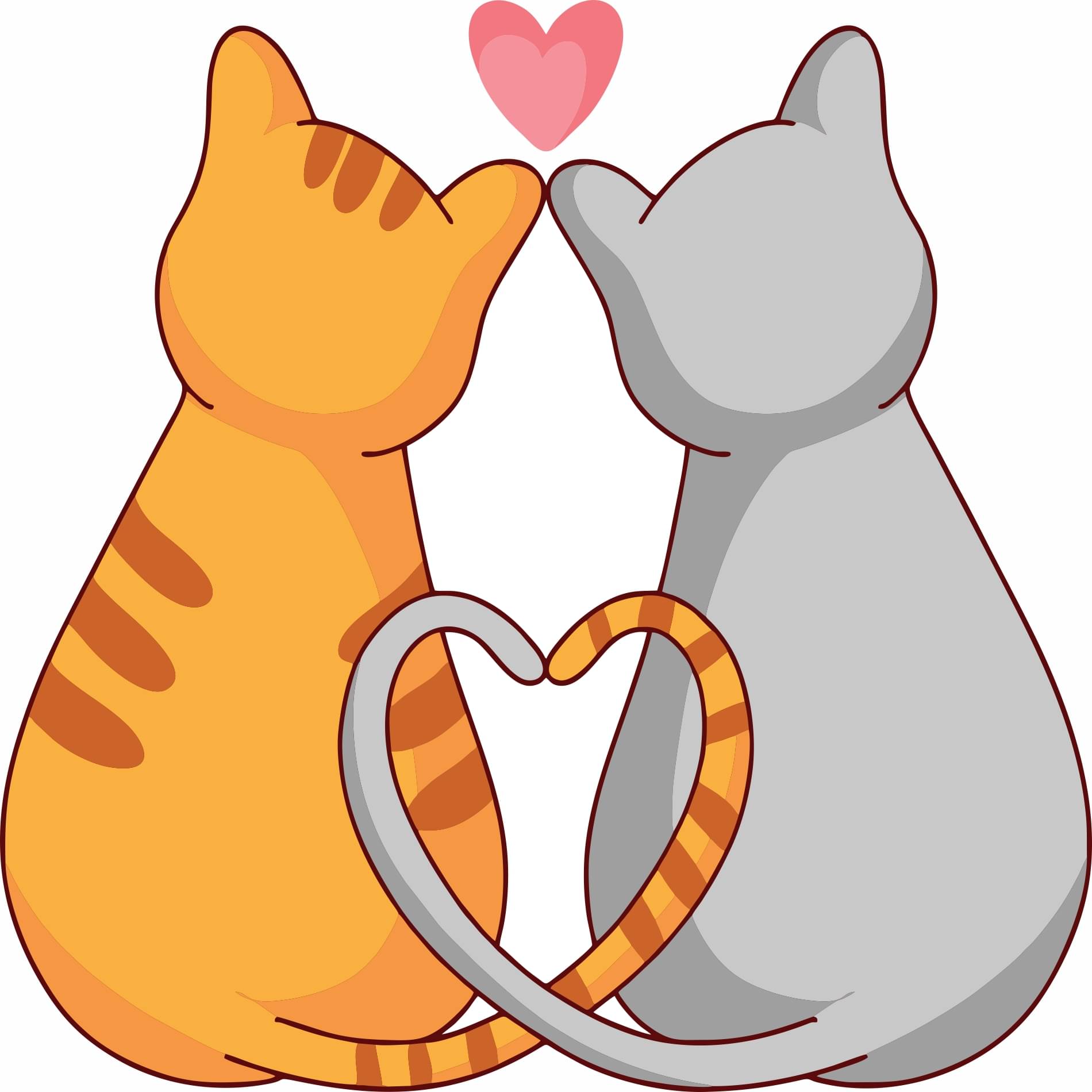     			Cute Cat Couple Love Vinyl Wall Sticker (12x12 Inch)