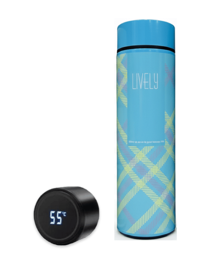     			Discopumpkin Multicolor Smart LED Temperature Bottle Blue Steel Water Bottle 500 mL ( Set of 1 )