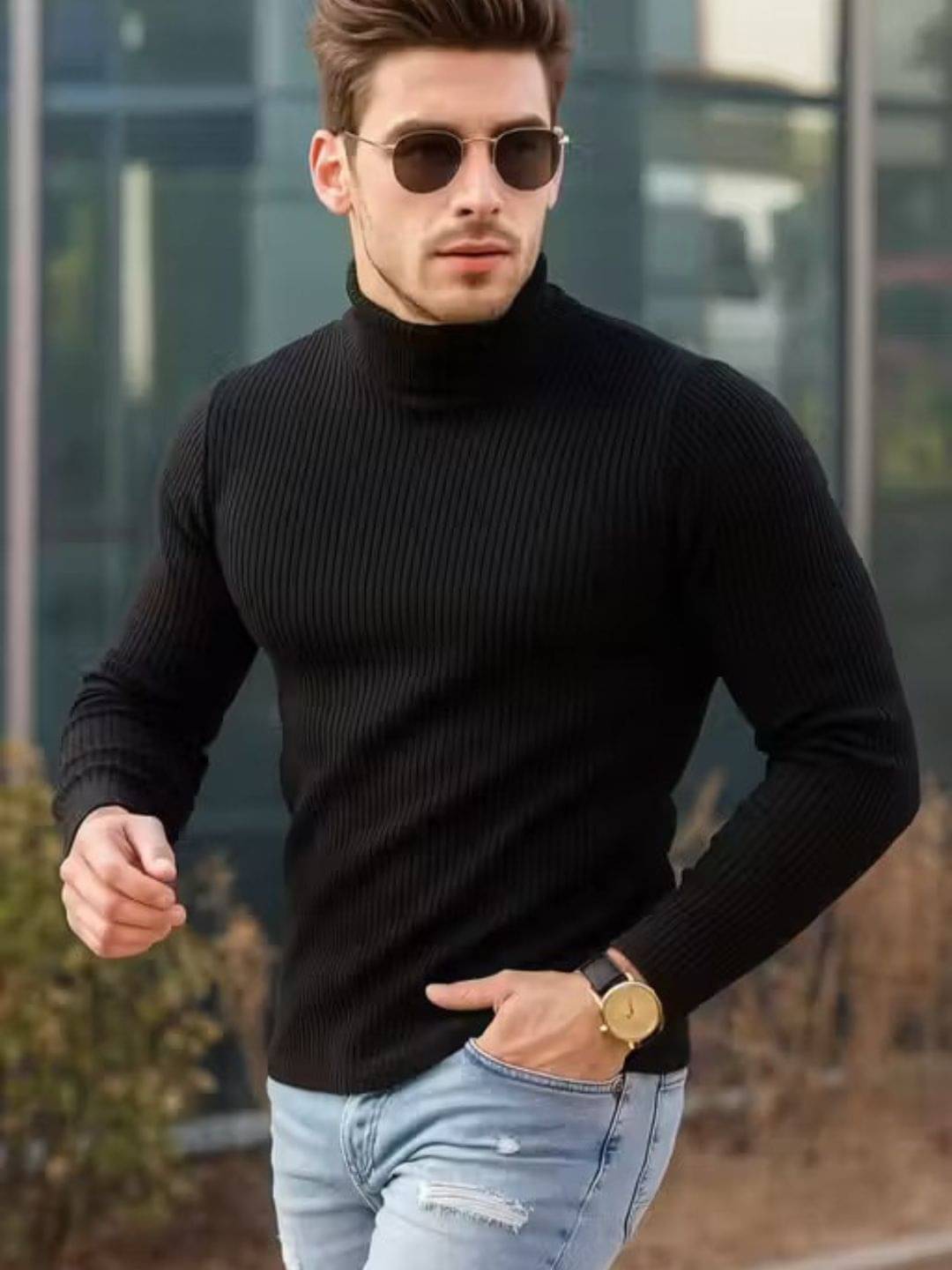 Garimaknitwear Woollen High Neck Men's Sweatshirt - Black ( Pack of 1 ) Garimaknitwear Woollen High Neck Men's Sweatshirt - Black ( Pack of 1 )