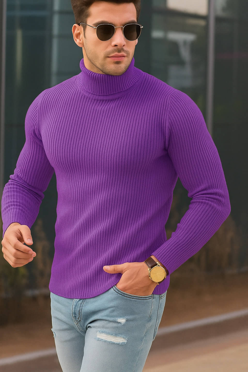 Garimaknitwear Woollen High Neck Men's Sweatshirt - Purple ( Pack of 1 ) Garimaknitwear Woollen High Neck Men's Sweatshirt - Purple ( Pack of 1 )