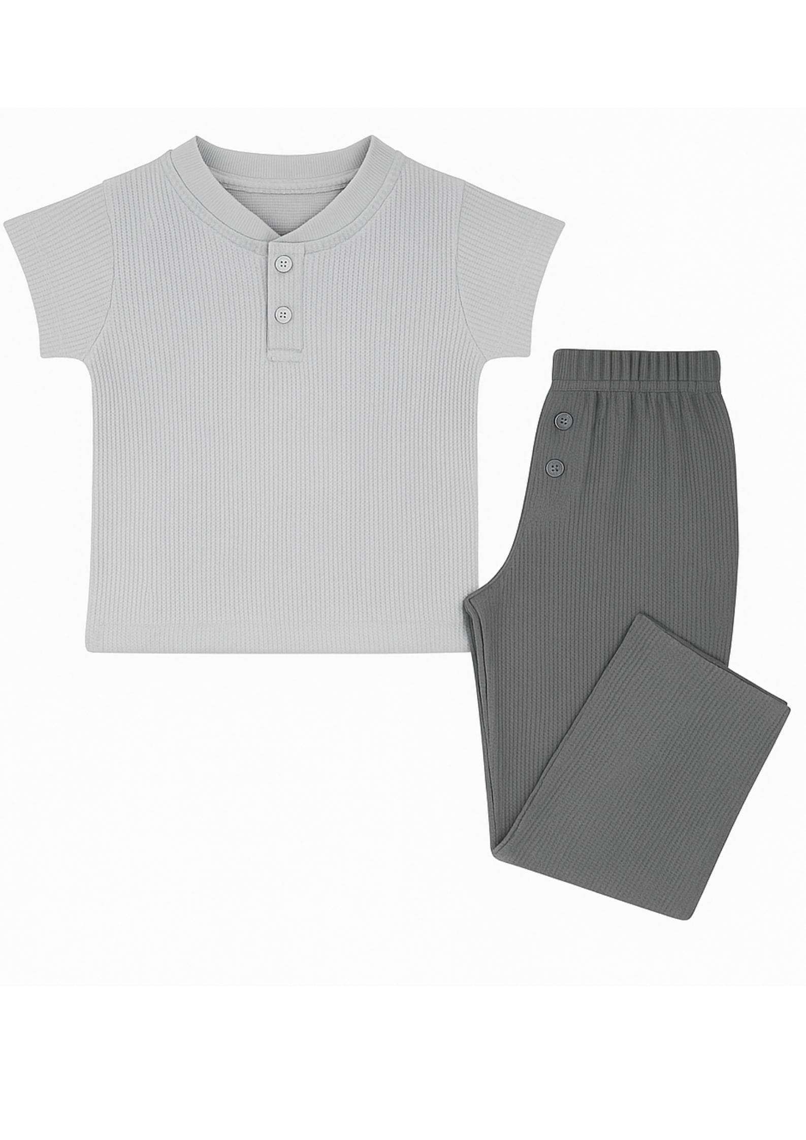 HuggleBug Pack of 1 Unisex Cotton Sweatshirt & Trackpant Set ( Grey ) HuggleBug Pack of 1 Unisex Cotton Sweatshirt & Trackpant Set ( Grey )