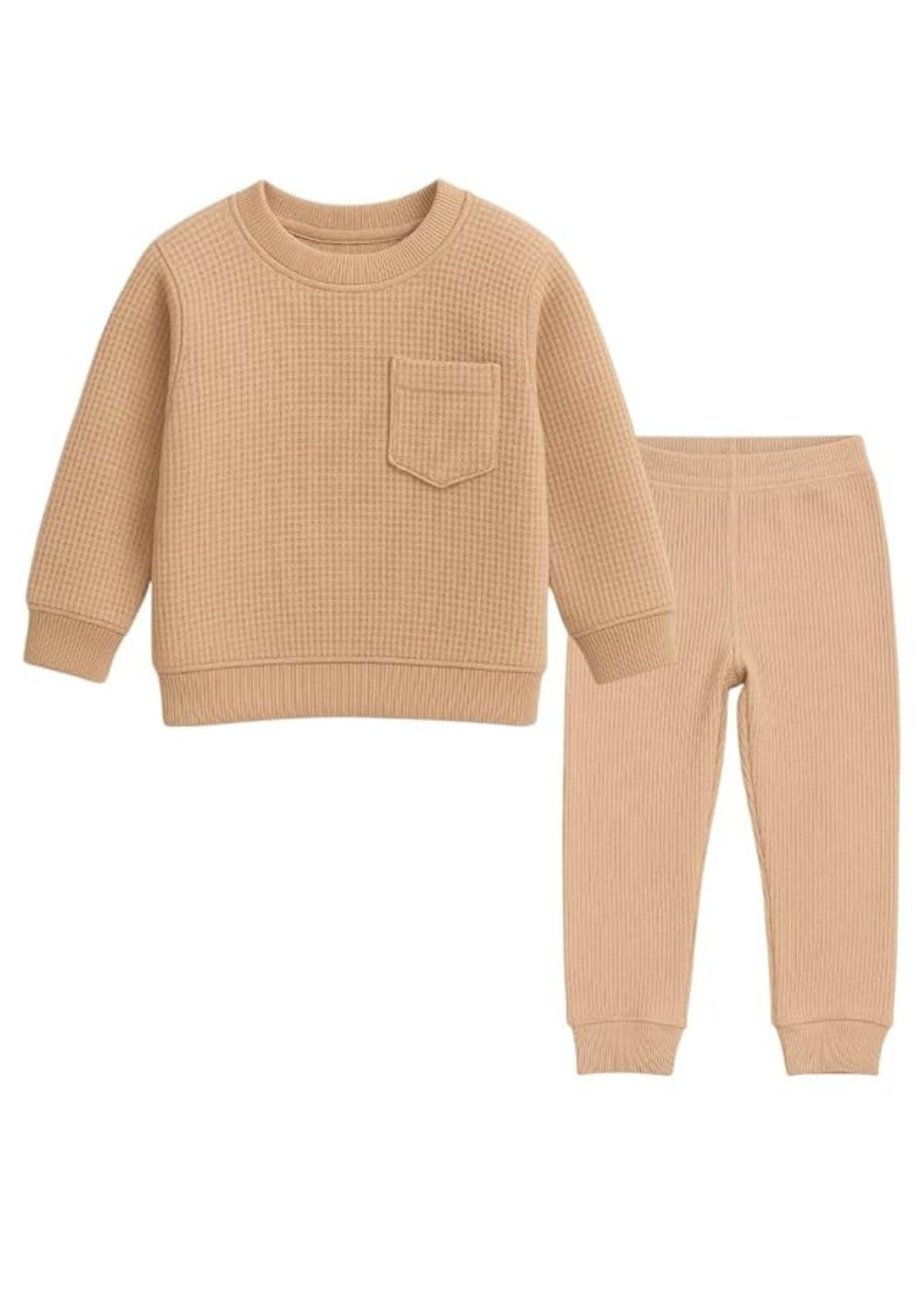     			HuggleBug Pack of 1 Unisex Cotton Sweatshirt & Trackpant Set ( Beige )