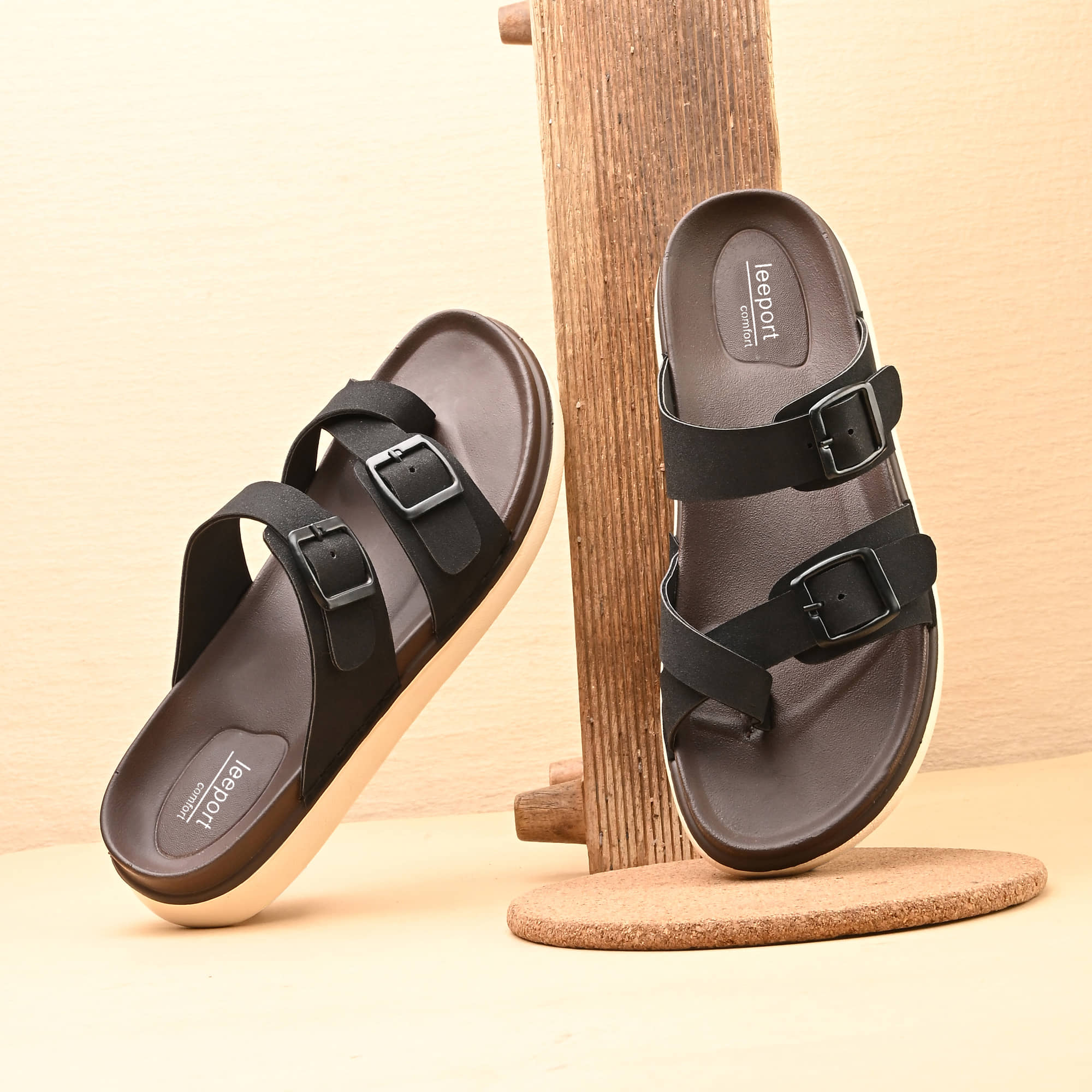 Leeport - Brown Men's Floater Sandals