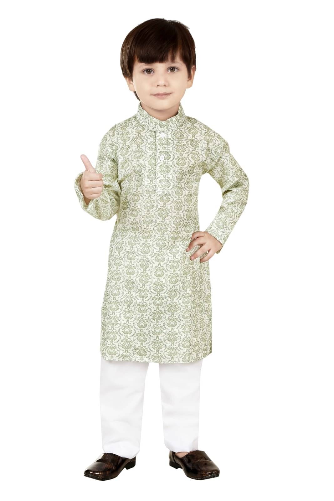     			SPARSH ETHNICS Boys Cotton Blend Light Green Kurta Pyjama Set ( Pack of 1 )