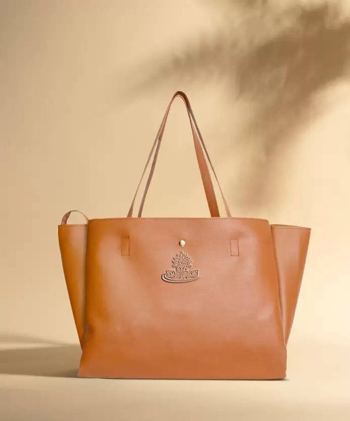     			Sagiron Tote Bag Artificial Leather Set of 1 ( Tan )