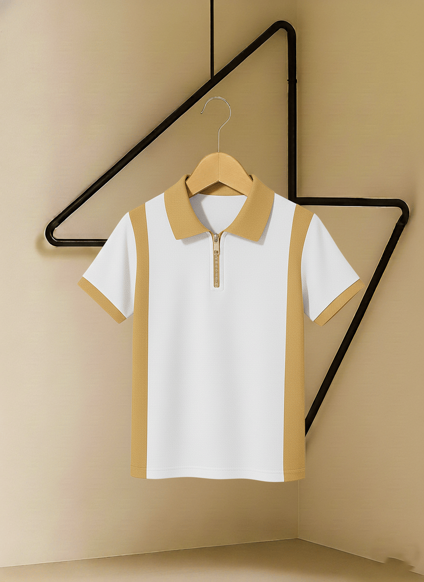     			Singham Men Cotton Blend Regular Fit Colorblock Polo T Shirt ( White )