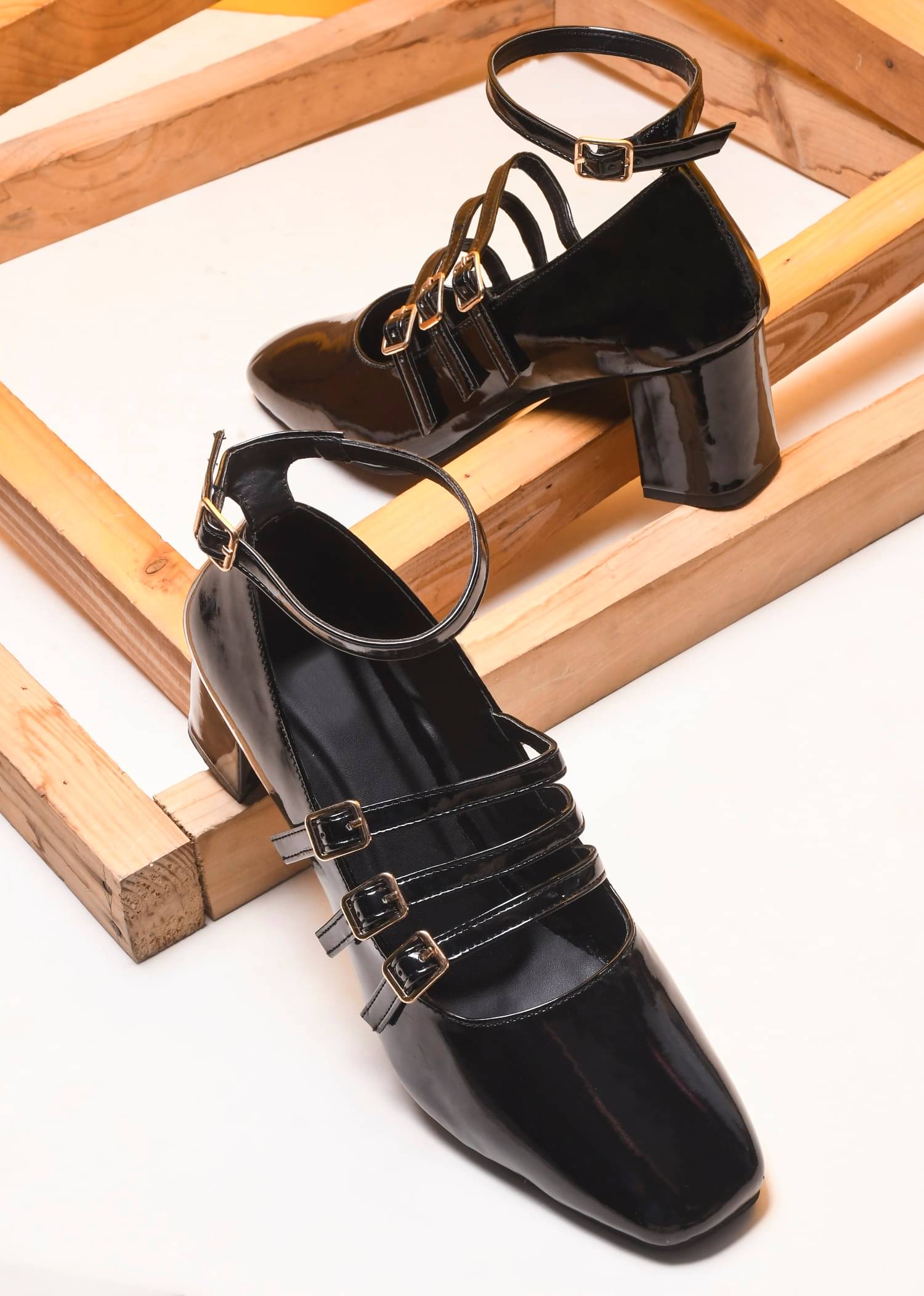     			Try me Black Women's Sandal Heels