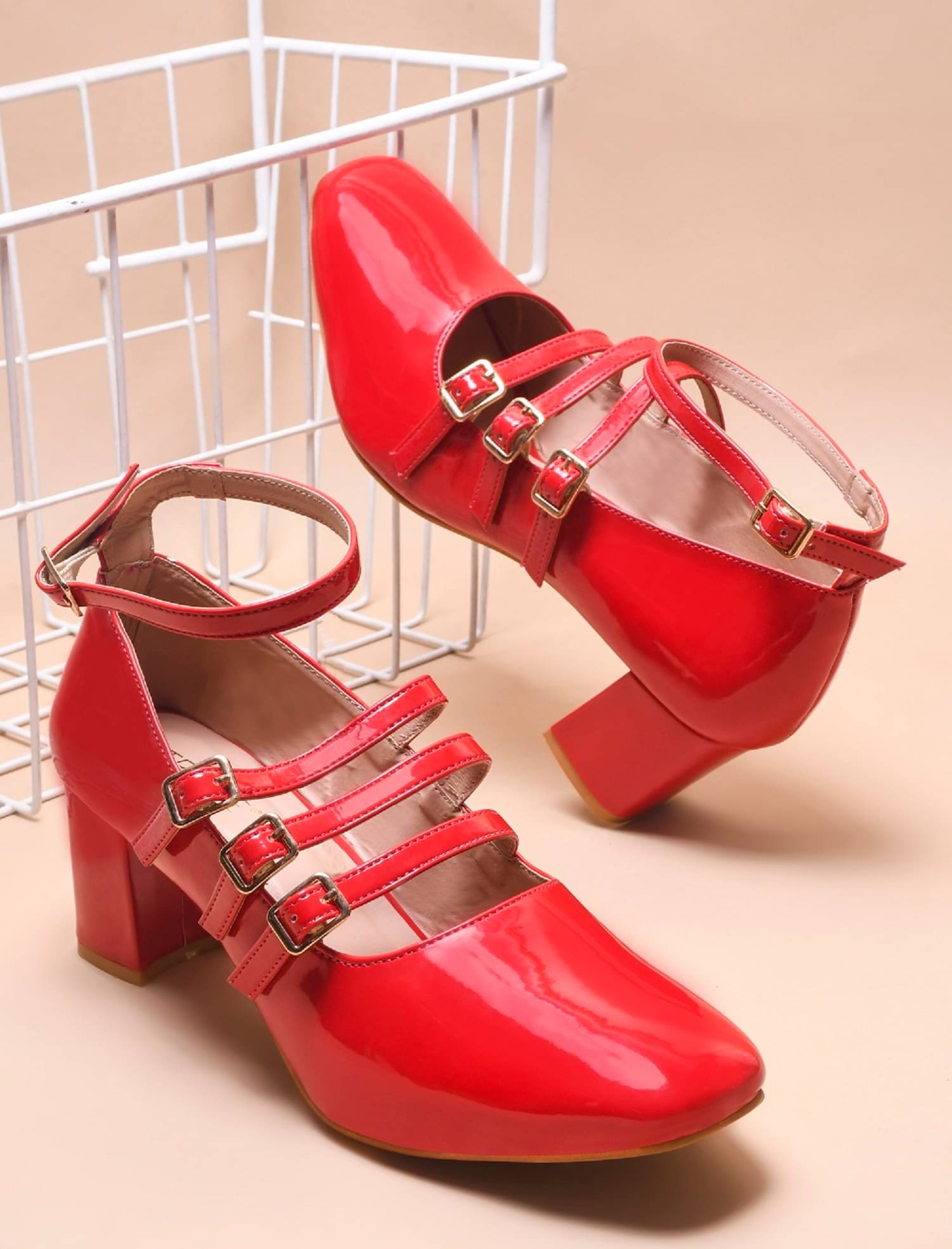     			Try me Red Women's Sandal Heels