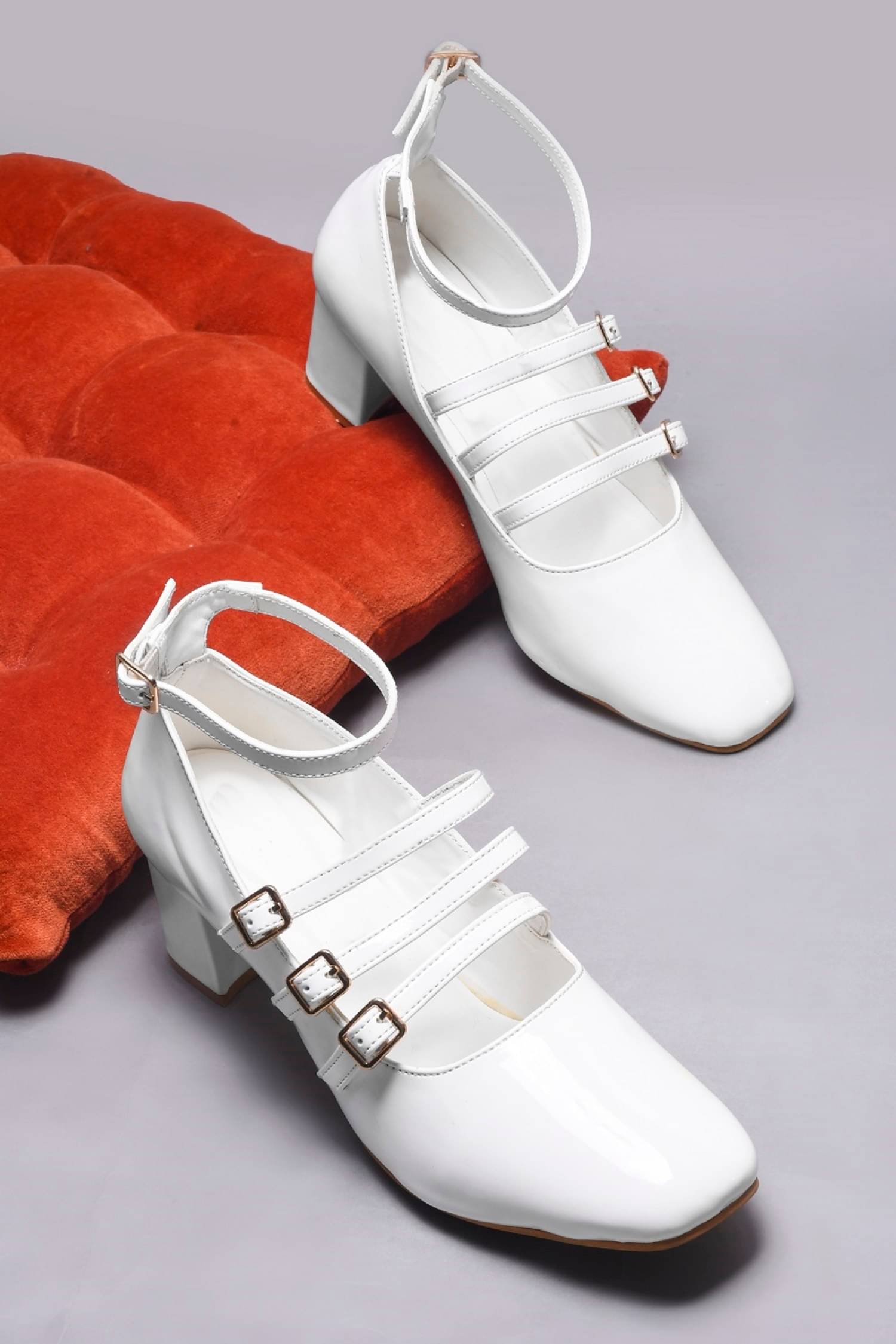     			Try me White Women's Sandal Heels