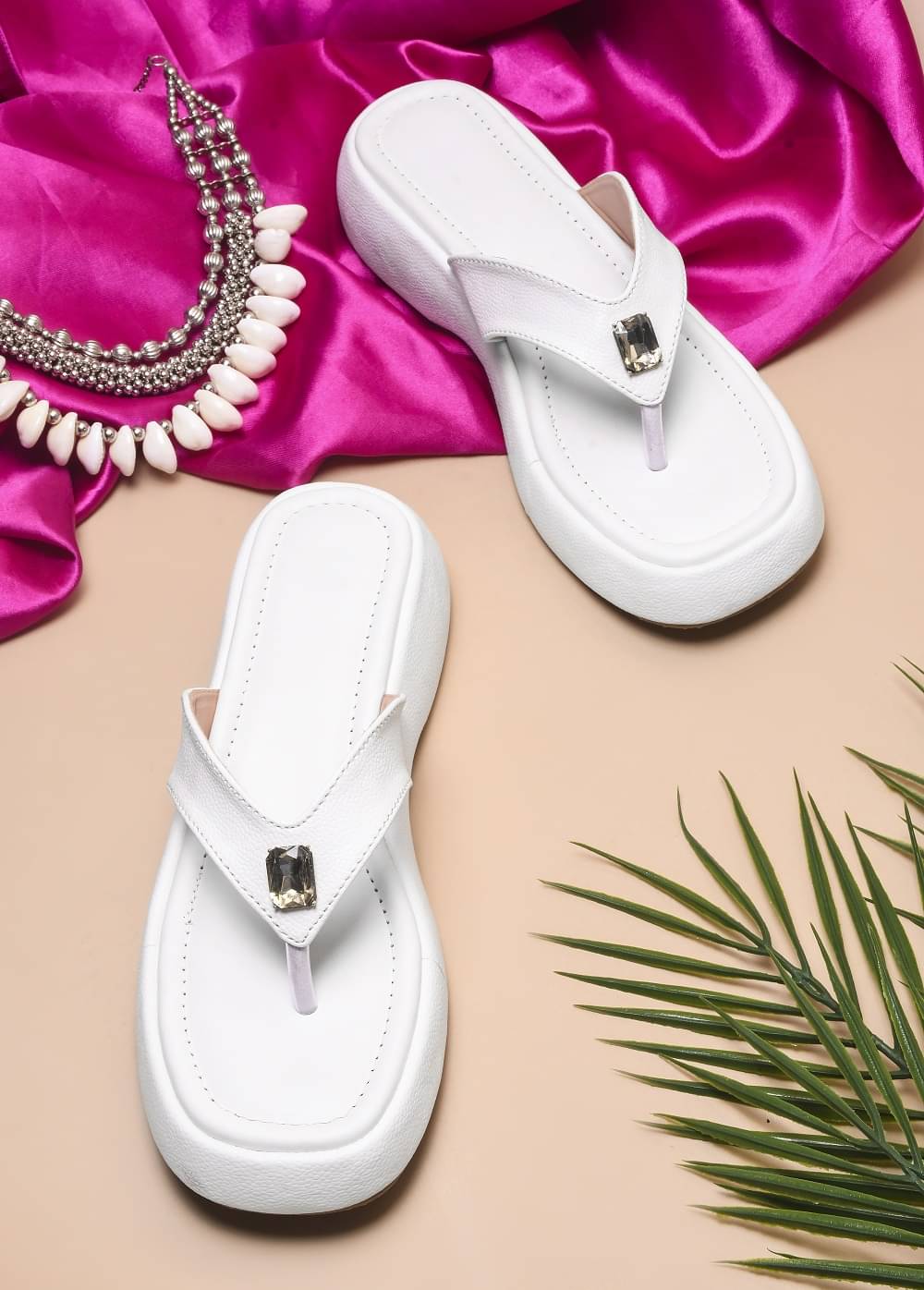     			Try me White Women's Sandal Heels
