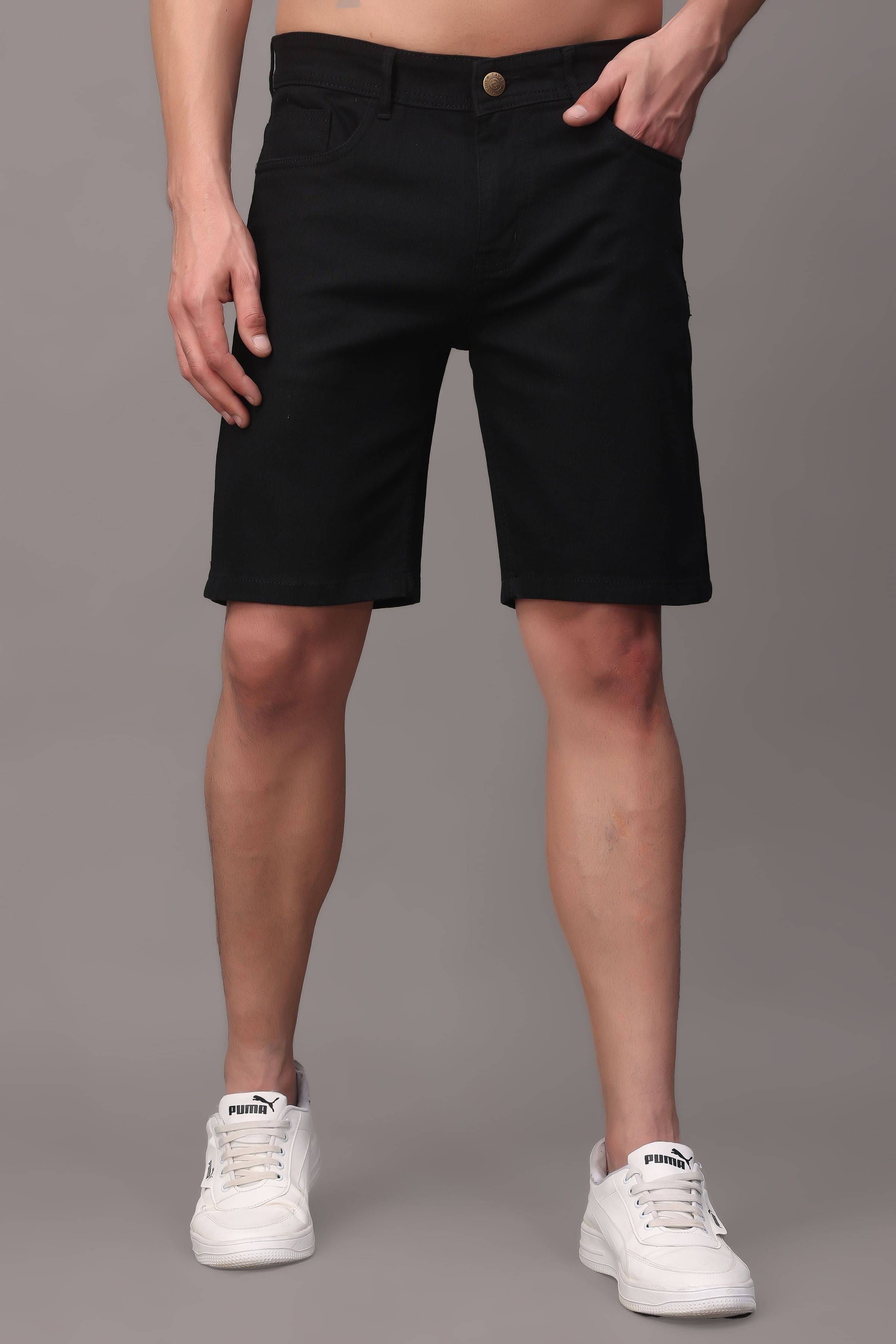     			ZAYSH Black Cotton Blend Men's Denim Shorts ( Pack of 1 )