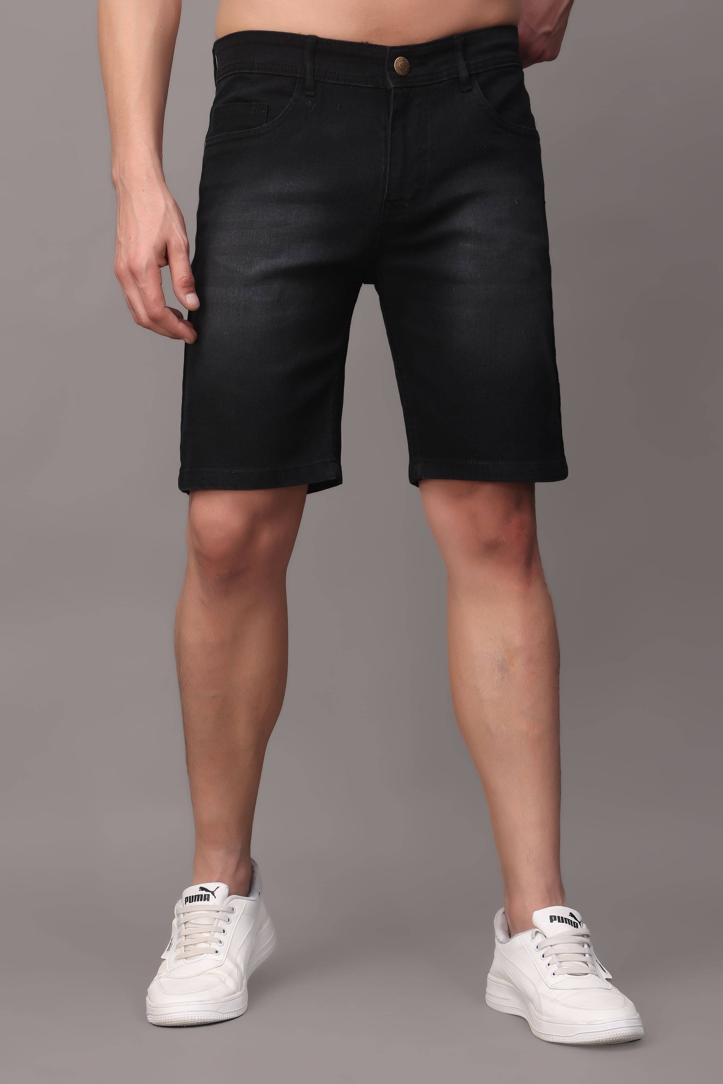 ZAYSH Black Cotton Blend Men's Denim Shorts ( Pack of 1 ) ZAYSH Black Cotton Blend Men's Denim Shorts ( Pack of 1 )