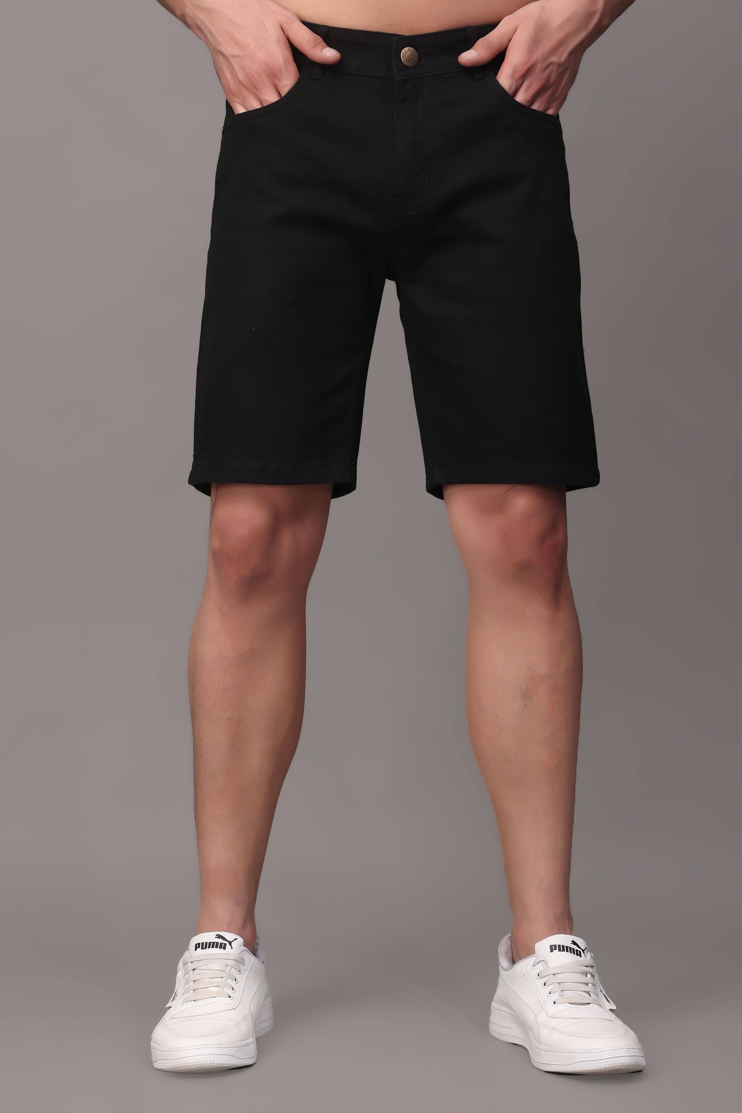 ZAYSH Black Cotton Blend Men's Denim Shorts ( Pack of 1 ) ZAYSH Black Cotton Blend Men's Denim Shorts ( Pack of 1 )