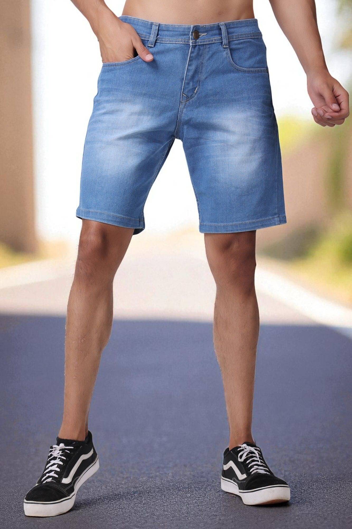ZAYSH Blue Cotton Blend Men's Denim Shorts ( Pack of 1 ) ZAYSH Blue Cotton Blend Men's Denim Shorts ( Pack of 1 )