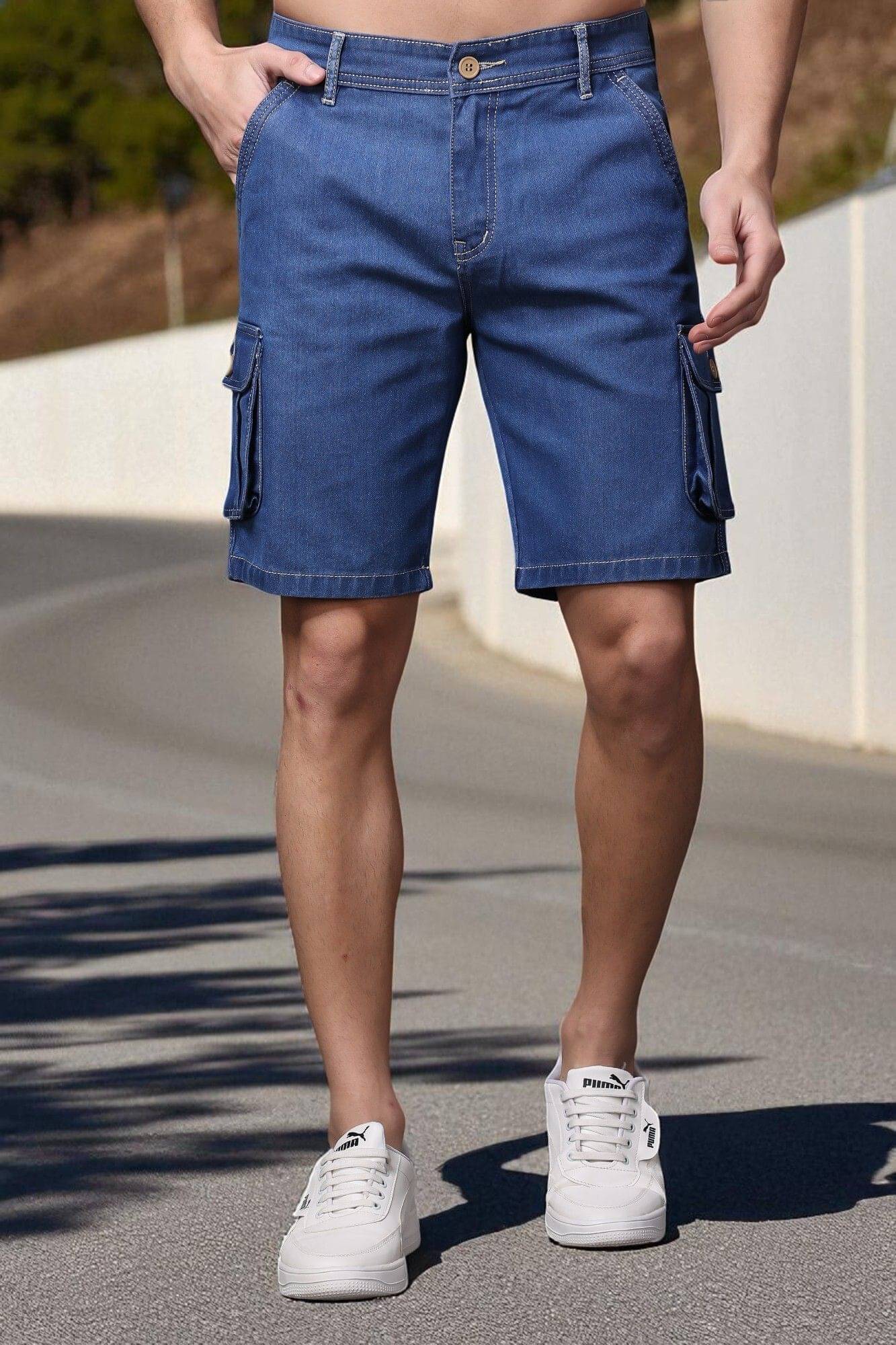 ZAYSH Blue Cotton Blend Men's Denim Shorts ( Pack of 1 ) ZAYSH Blue Cotton Blend Men's Denim Shorts ( Pack of 1 )