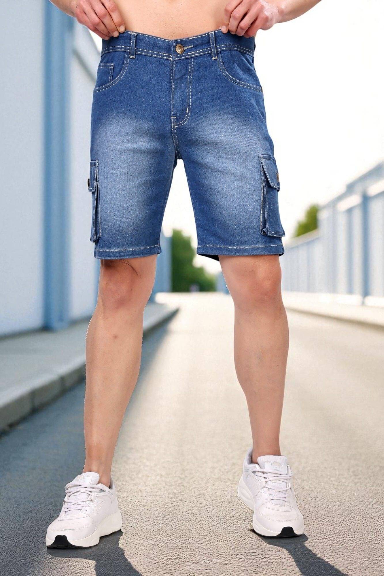 ZAYSH Blue Cotton Blend Men's Denim Shorts ( Pack of 1 ) ZAYSH Blue Cotton Blend Men's Denim Shorts ( Pack of 1 )