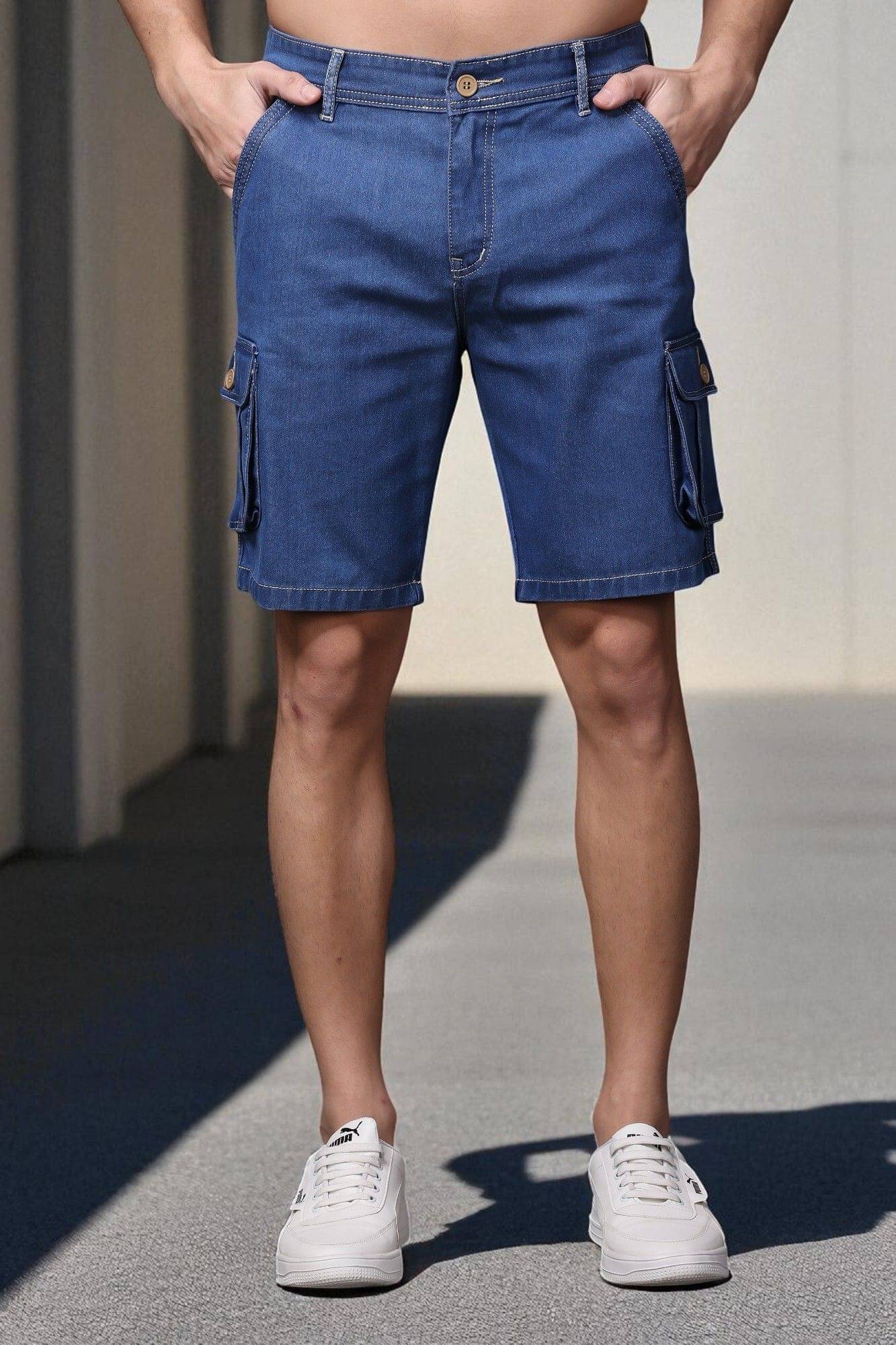     			ZAYSH Blue Cotton Blend Men's Denim Shorts ( Pack of 1 )