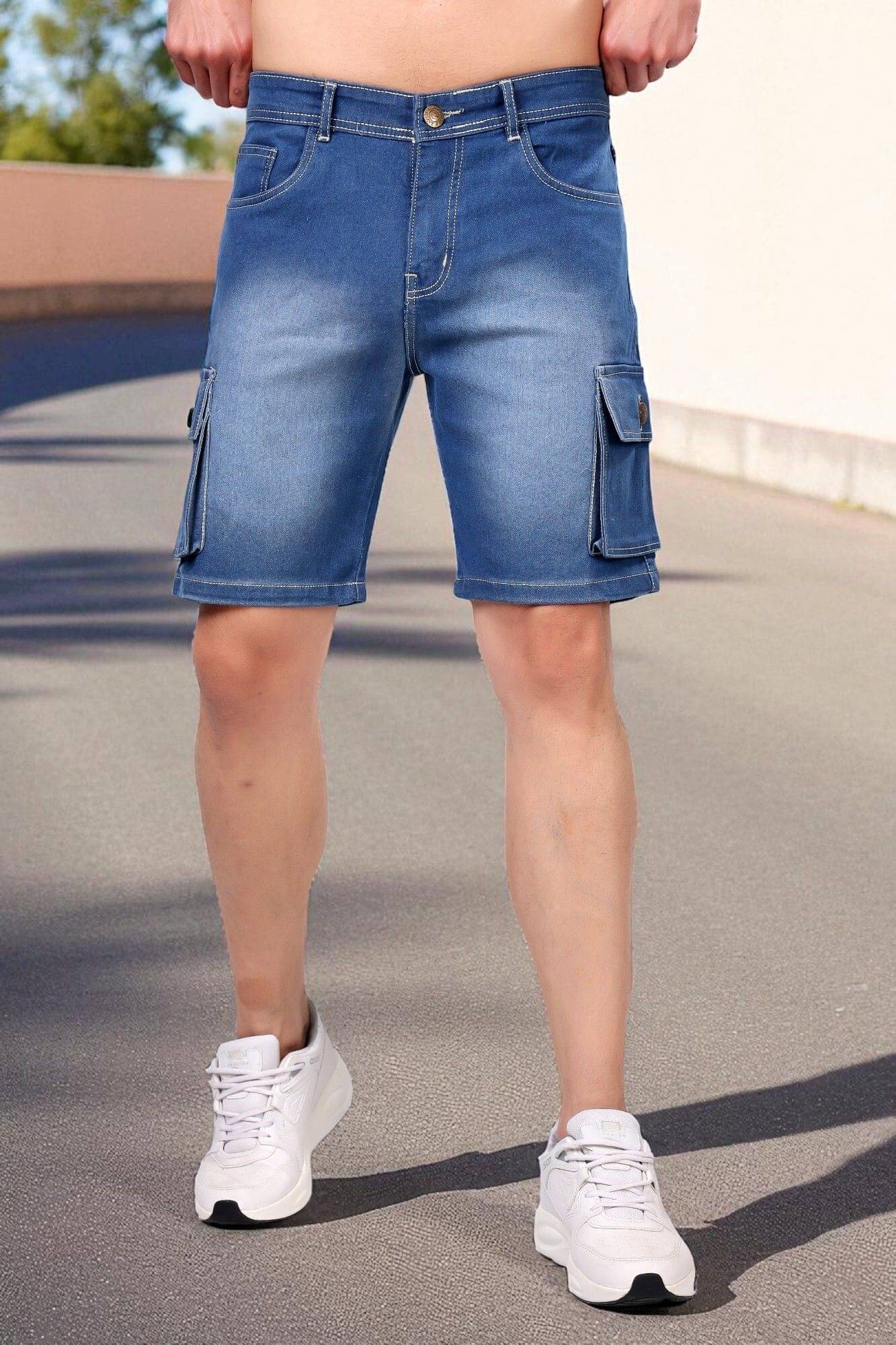     			ZAYSH Blue Cotton Blend Men's Denim Shorts ( Pack of 1 )