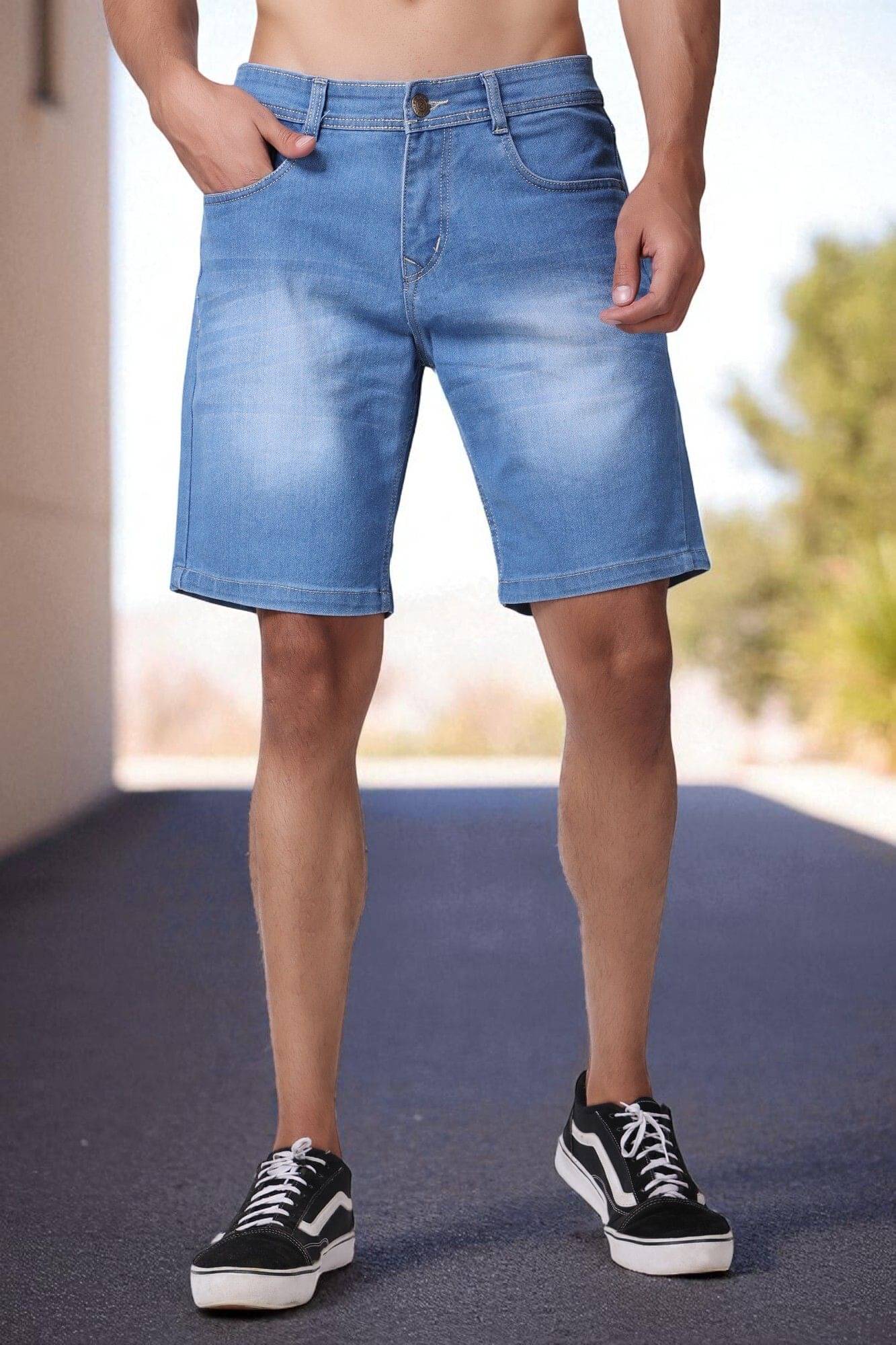     			ZAYSH Blue Cotton Blend Men's Denim Shorts ( Pack of 1 )