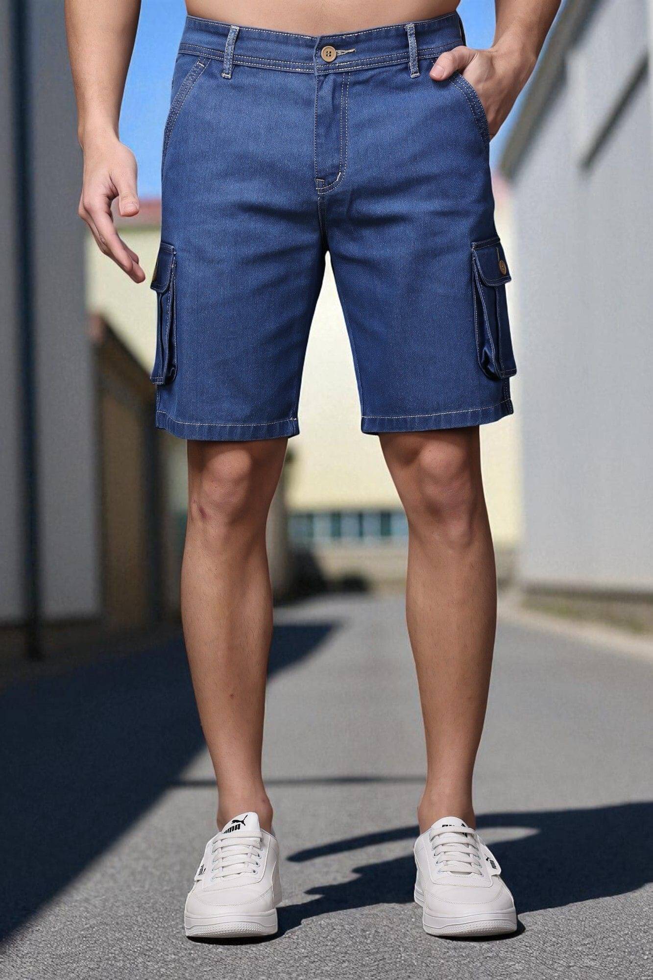     			ZAYSH Blue Cotton Blend Men's Denim Shorts ( Pack of 1 )