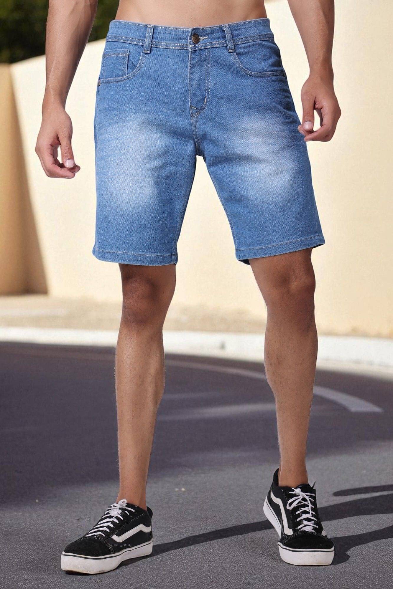     			ZAYSH Blue Cotton Blend Men's Denim Shorts ( Pack of 1 )