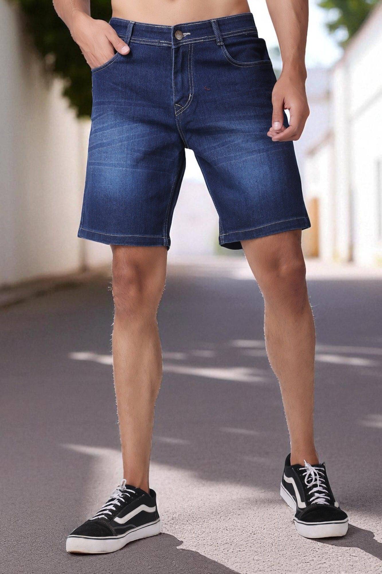 ZAYSH Navy Blue Cotton Blend Men's Denim Shorts ( Pack of 1 ) ZAYSH Navy Blue Cotton Blend Men's Denim Shorts ( Pack of 1 )