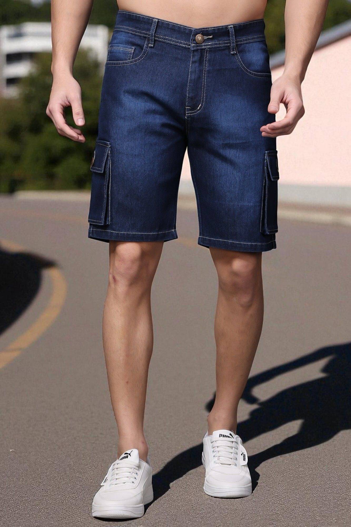     			ZAYSH Navy Blue Cotton Blend Men's Denim Shorts ( Pack of 1 )