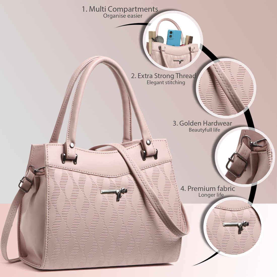     			Zaxcer Hobo Bag PU Set of 1 ( Pink )