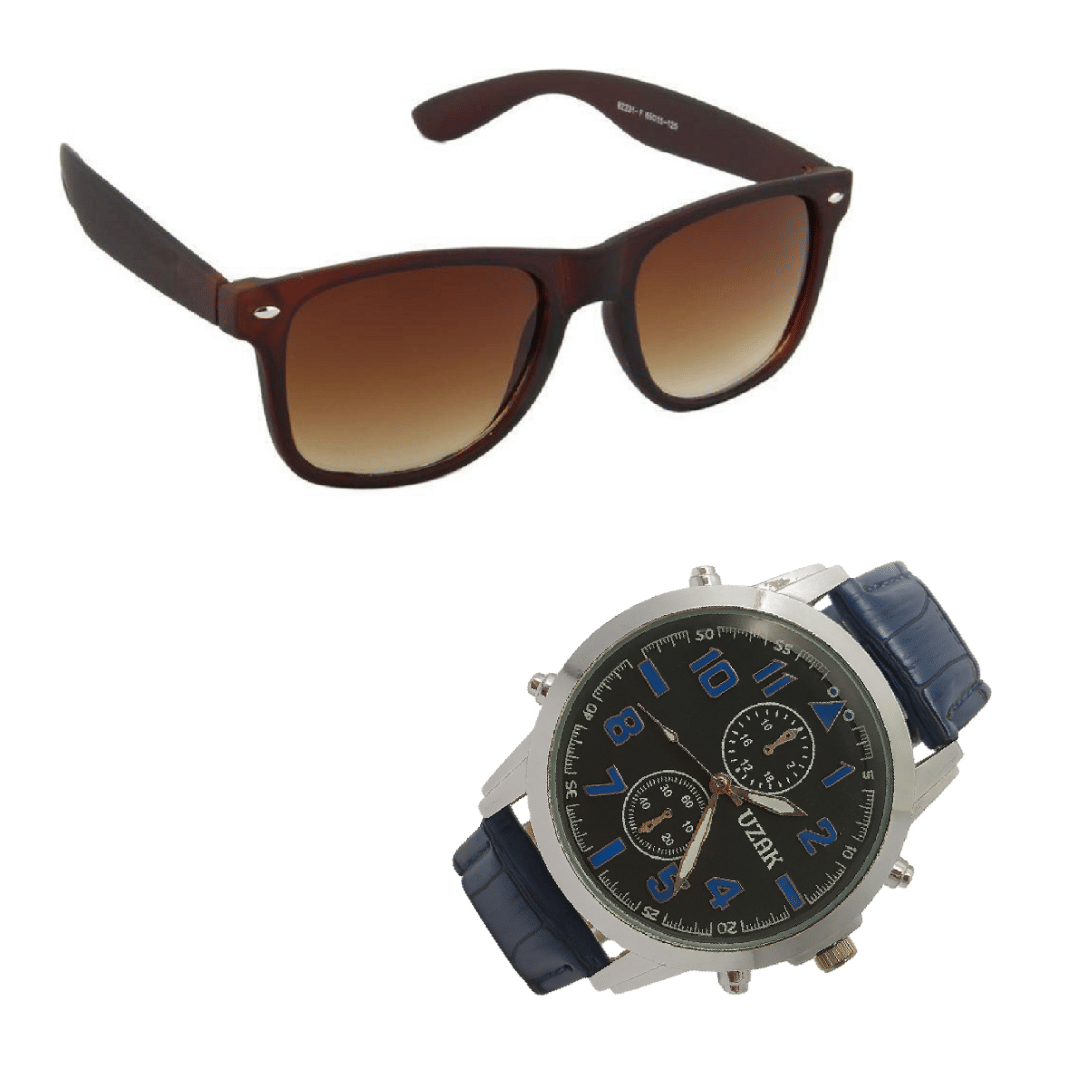     			uzak Brown Rectangular Sunglasses ( Pack of 2 )