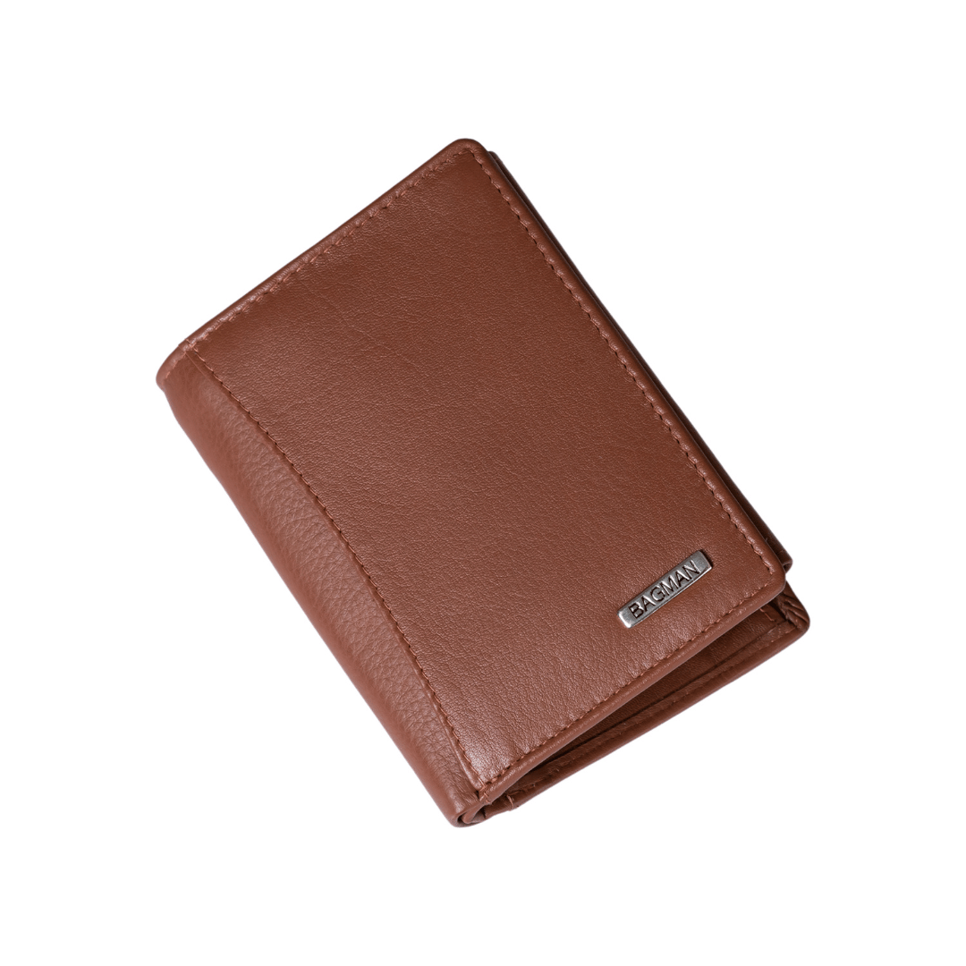    			BAGMAN Leather Solid Men's Two Fold Wallet,RFID Wallet With 9 Slots For Card ( Tan , Pack of 1 )