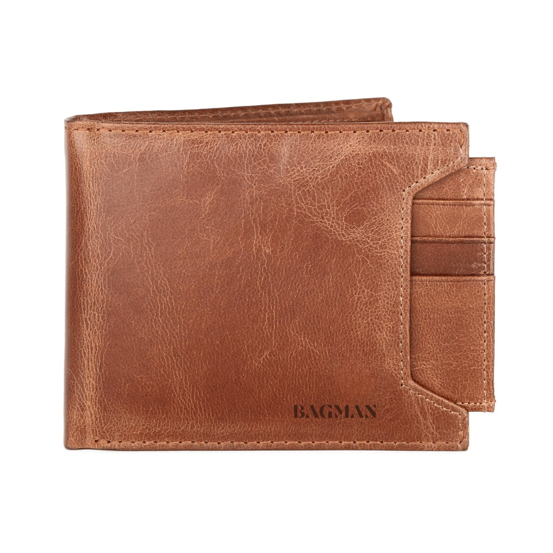     			BAGMAN Leather Solid Men's Two Fold Wallet,RFID Wallet With 7 Slots For Card ( Tan , Pack of 1 )