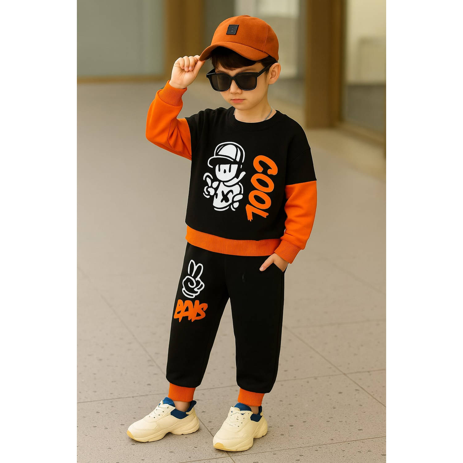    			Billyball Pack of 1 Unisex Cotton T-Shirt & Pants Set ( Orange )