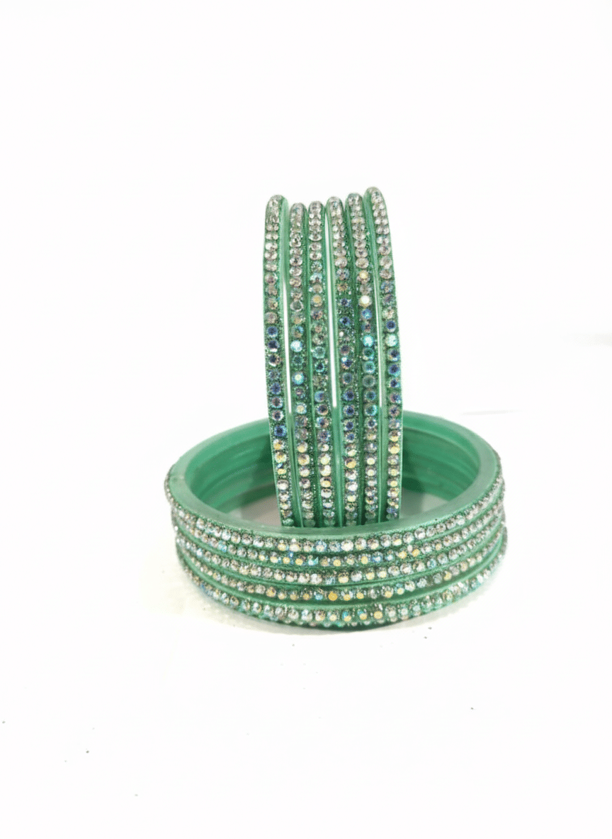 Divine Glass Mint Green Bangle Set ( Pack of 12 ) Divine Glass Mint Green Bangle Set ( Pack of 12 )