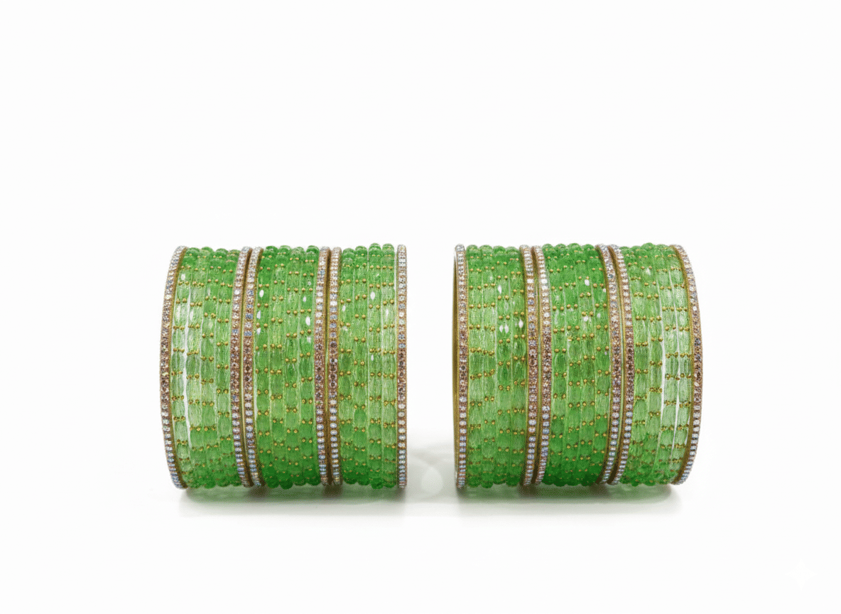 Divine Glass Mint Green Bangle Set ( Pack of 36 ) Divine Glass Mint Green Bangle Set ( Pack of 36 )