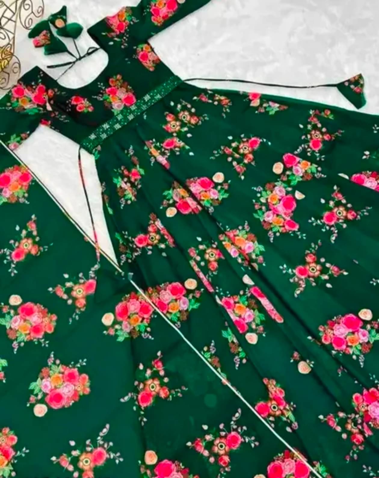 GENERIC 0 Women Polyester A-line Stitched Ethnic Gown ( Green ) GENERIC 0 Women Polyester A-line Stitched Ethnic Gown ( Green )