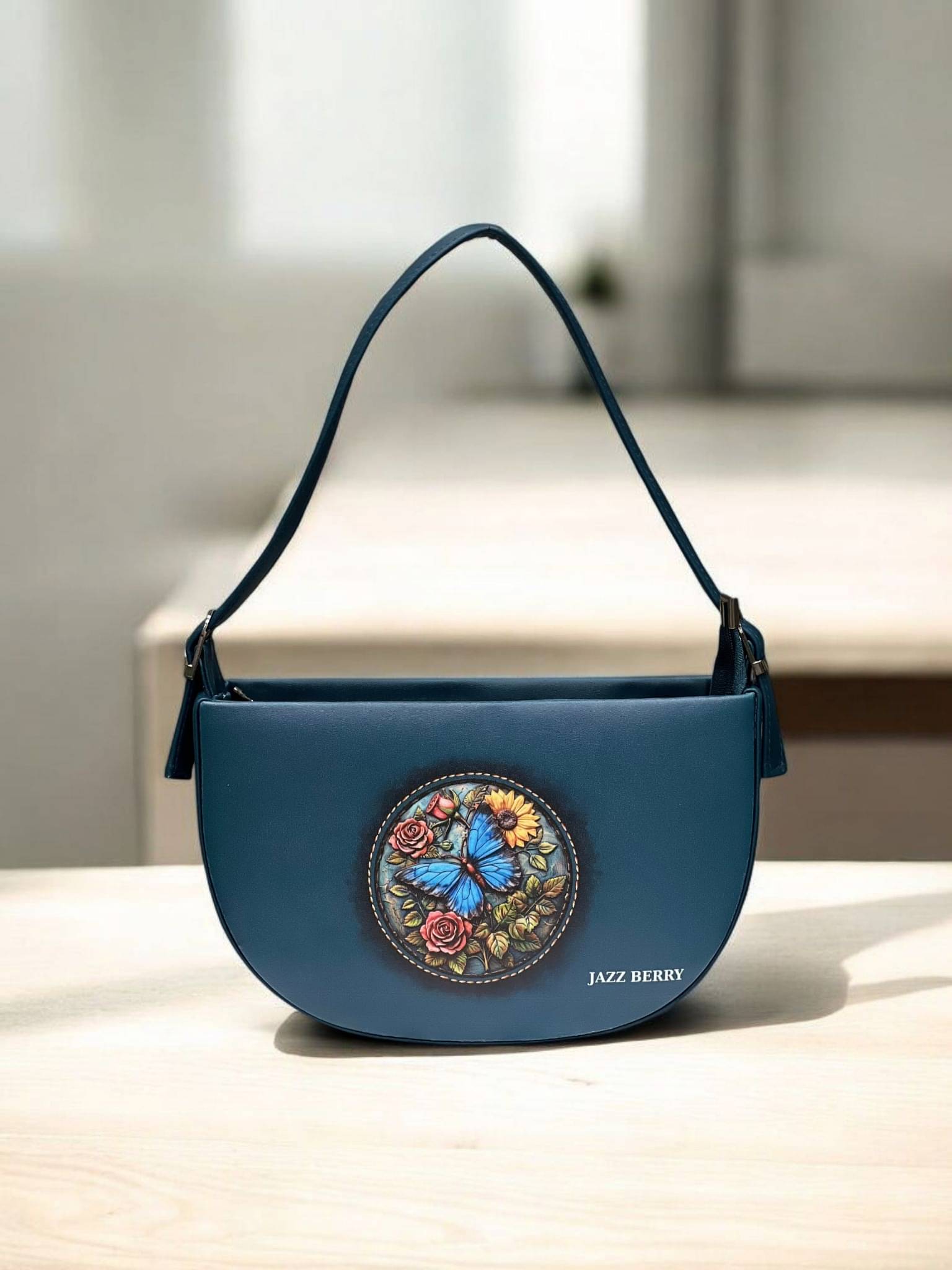     			Jazzberry Handheld Bag PU Set of 1 ( Navy Blue )