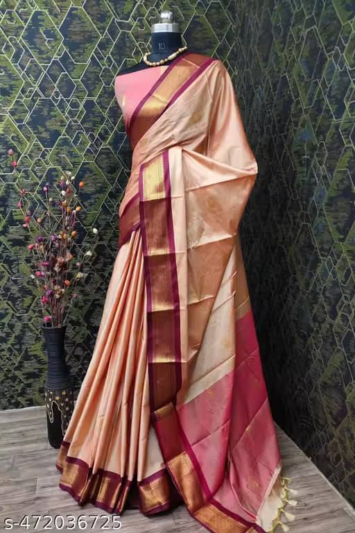     			LAXMI SILK MILLS Cotton Silk Woven Design Paithani Sarees With Unstitched Blouse Piece ( Beige )