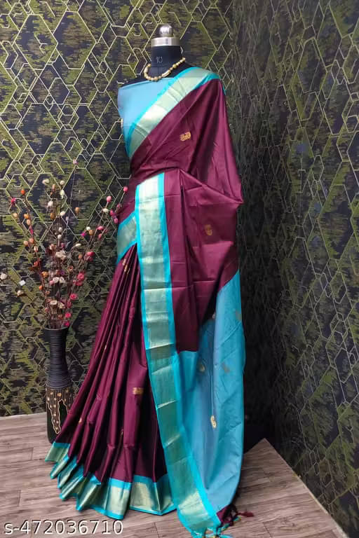     			LAXMI SILK MILLS Cotton Silk Woven Design Paithani Sarees With Unstitched Blouse Piece ( Brown )