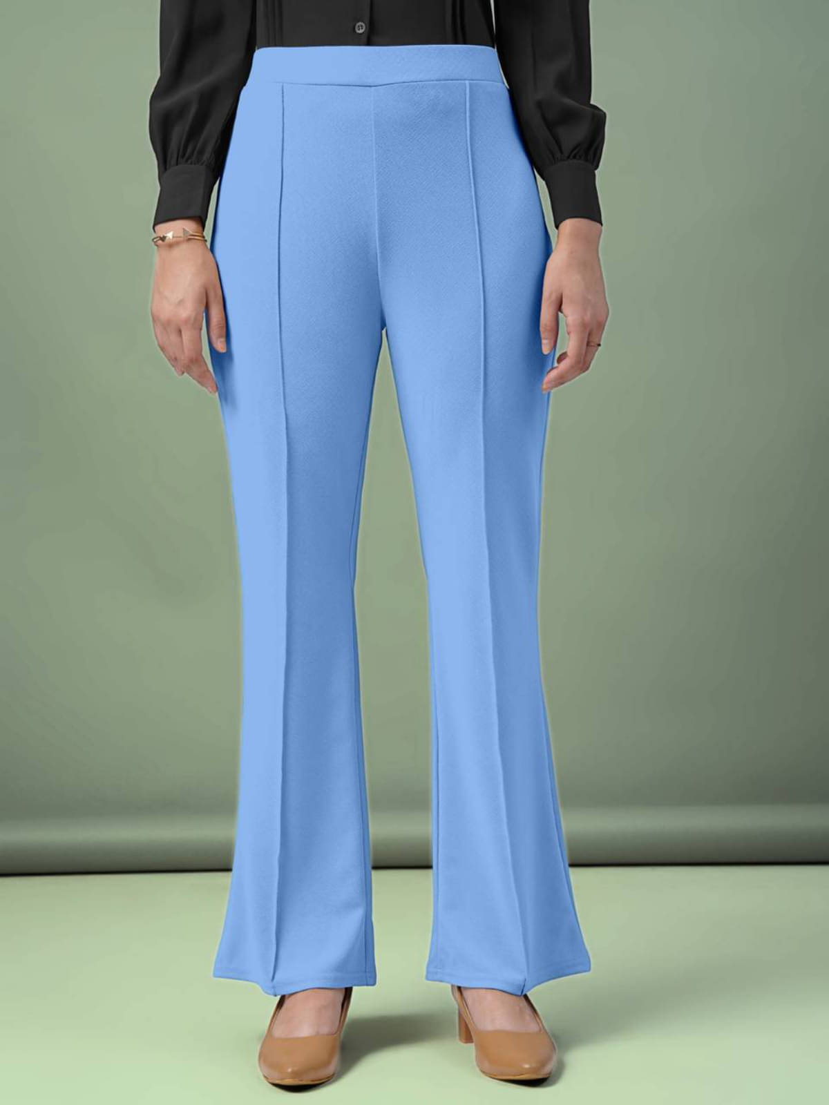     			MAHADEV ENTERPRISE Women Lycra Casual Trousers ( Light Blue )