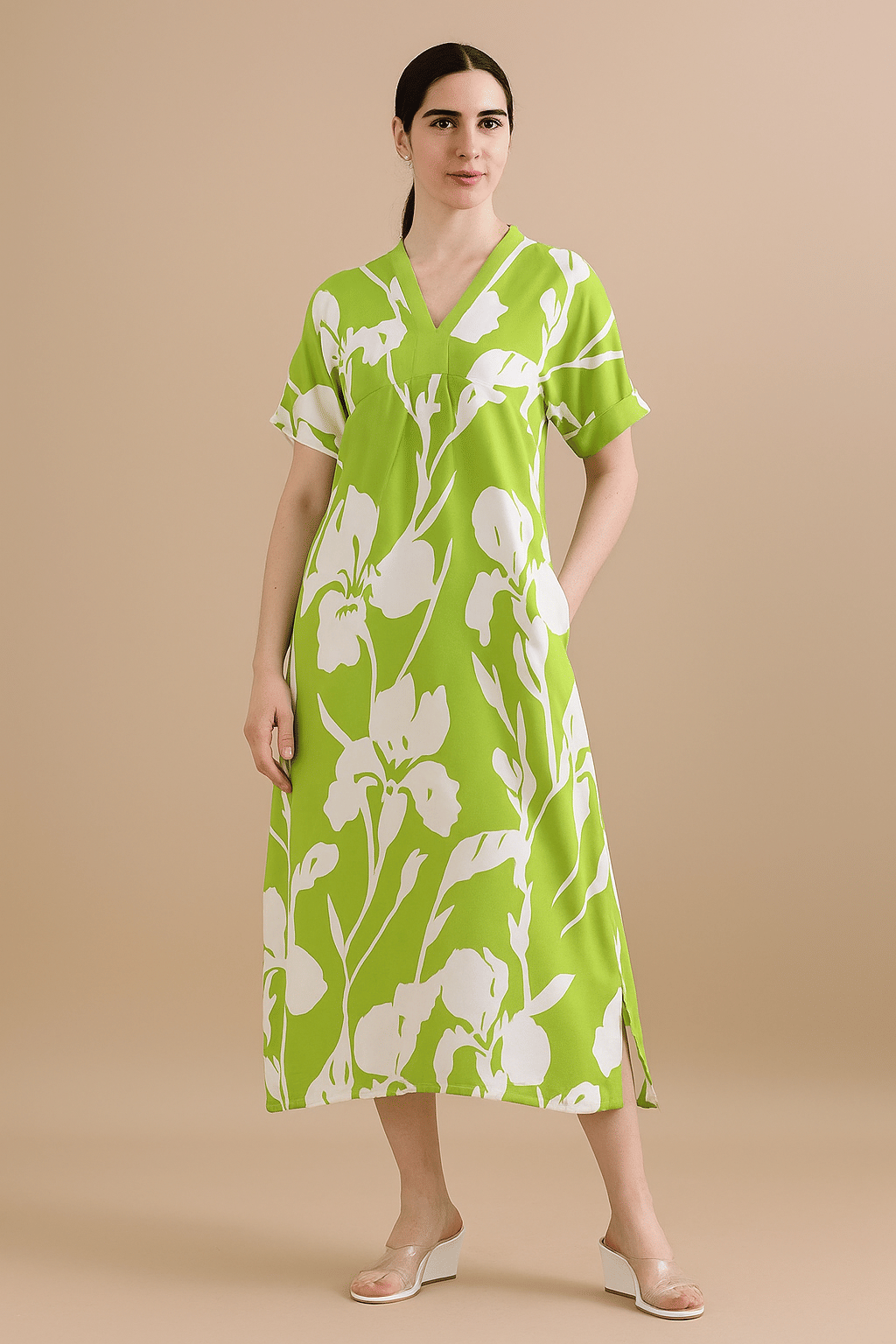     			MAMTA FASHION Women Cotton Blend A-line Dress ( Green )