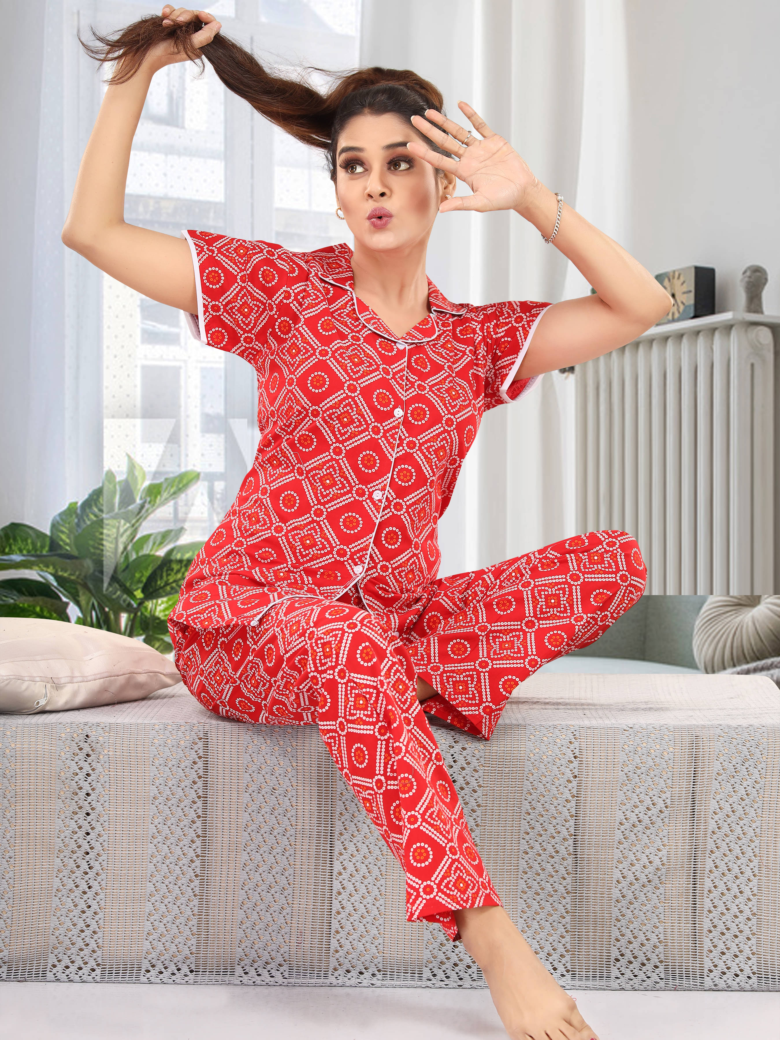     			Nighty king Cotton Blend Printed Women T-Shirt Nighty ( Multi Color )