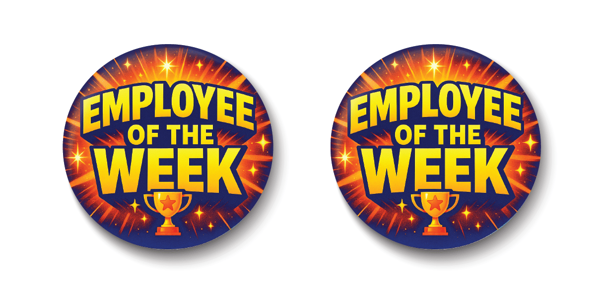     			PEACOCKRIDE Employee of the Week I Office I School I College I Pin Badge PACK Of 2 (Multicolor,Plastic,44mm)