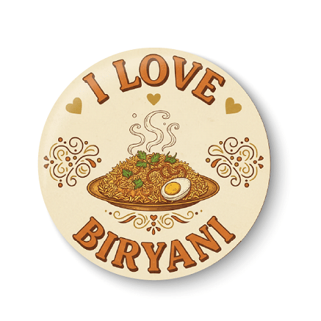     			PEACOCKRIDE Love Biryani I I Love Biryani I Foodie I Plastic Round Fridge Magnets Fridge Magnet - Pack of 1