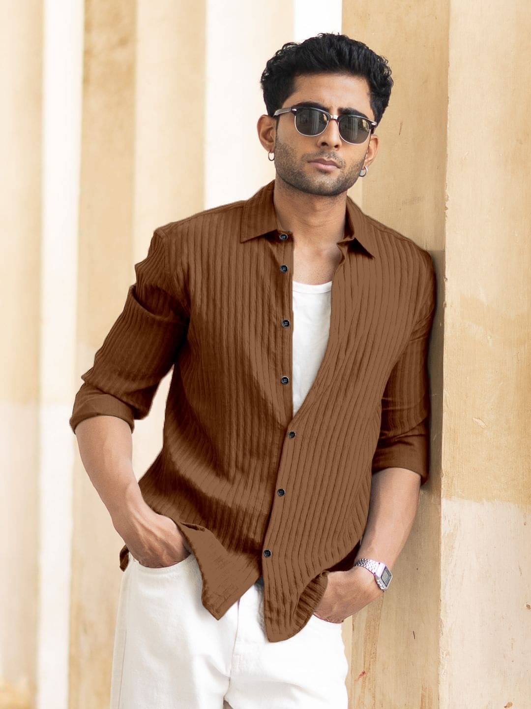 Pubg Dresses Cotton Blend Regular Fit Embroidered Full Sleeves Men's Casual Shirt - Brown ( Pack of 1 ) Pubg Dresses Cotton Blend Regular Fit Embroidered Full Sleeves Men's Casual Shirt - Brown ( Pack of 1 )